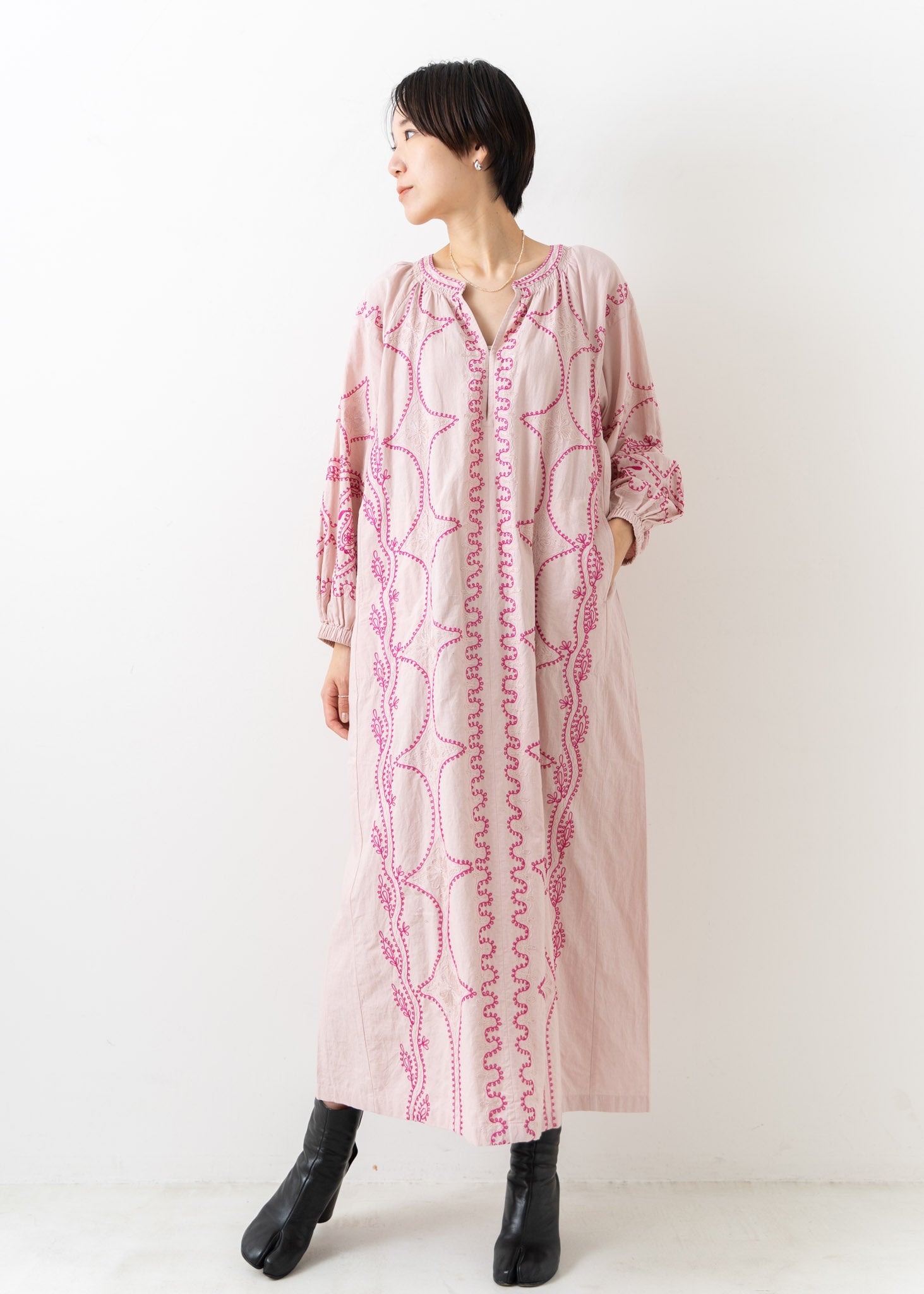 Cotton Linen Diamond Aari Emb Dress | Pasand by ne Quittez pas