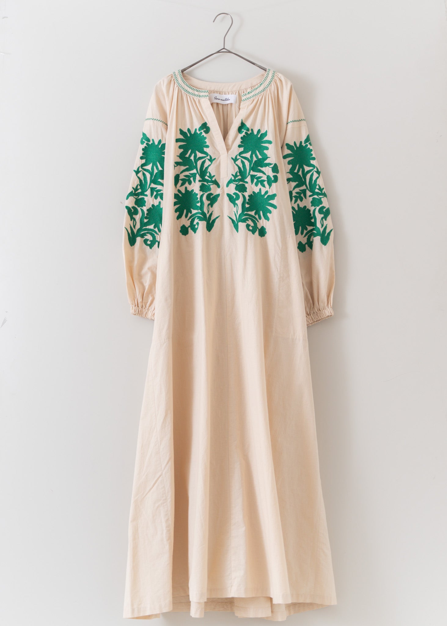 Cotton Linen Big Flower Embroidery Dress