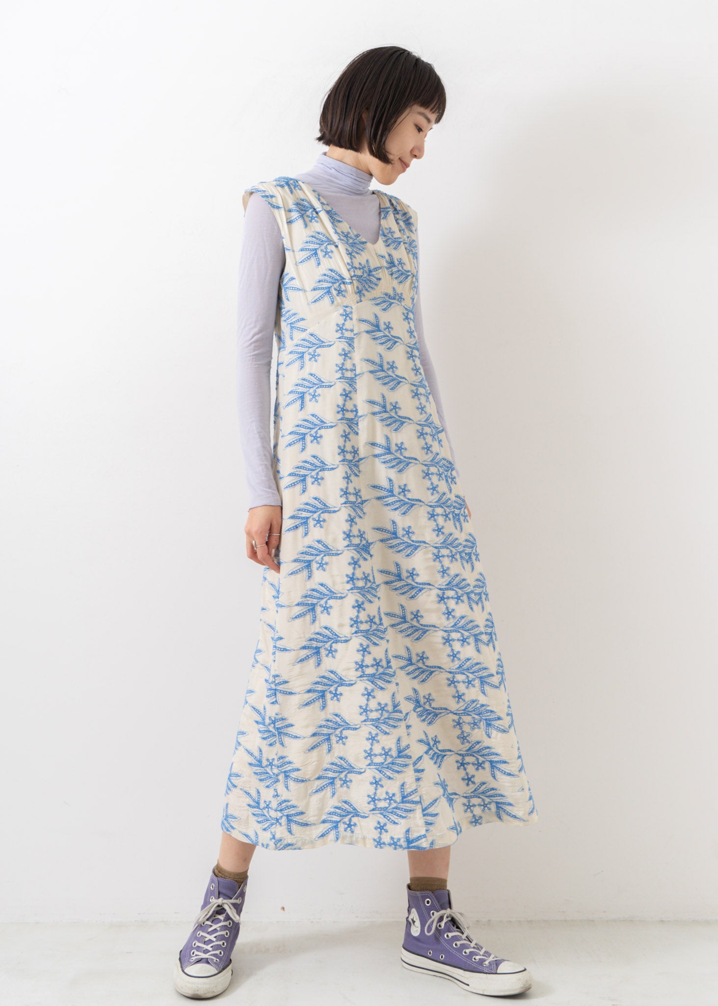 Botanical Embroidery Gather Dress | Pasand by ne Quittez pas 