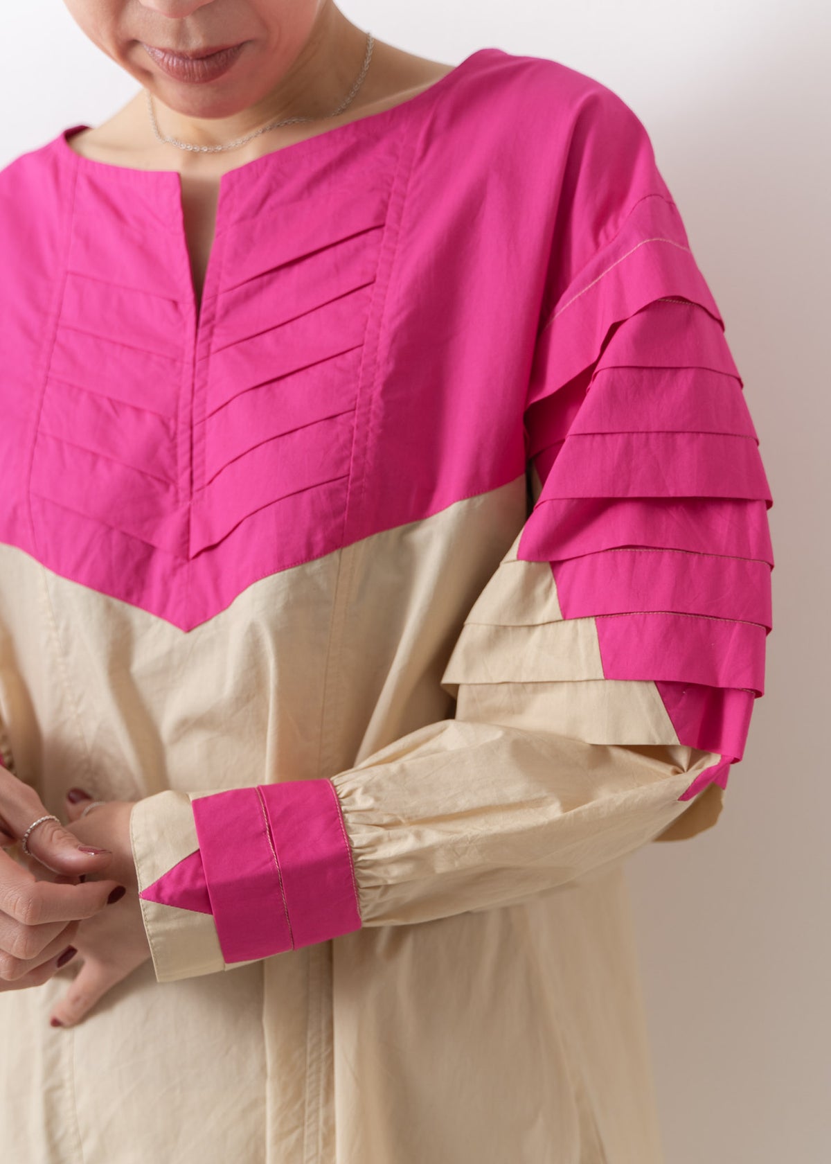 Tuck Hand Patchwork Dress