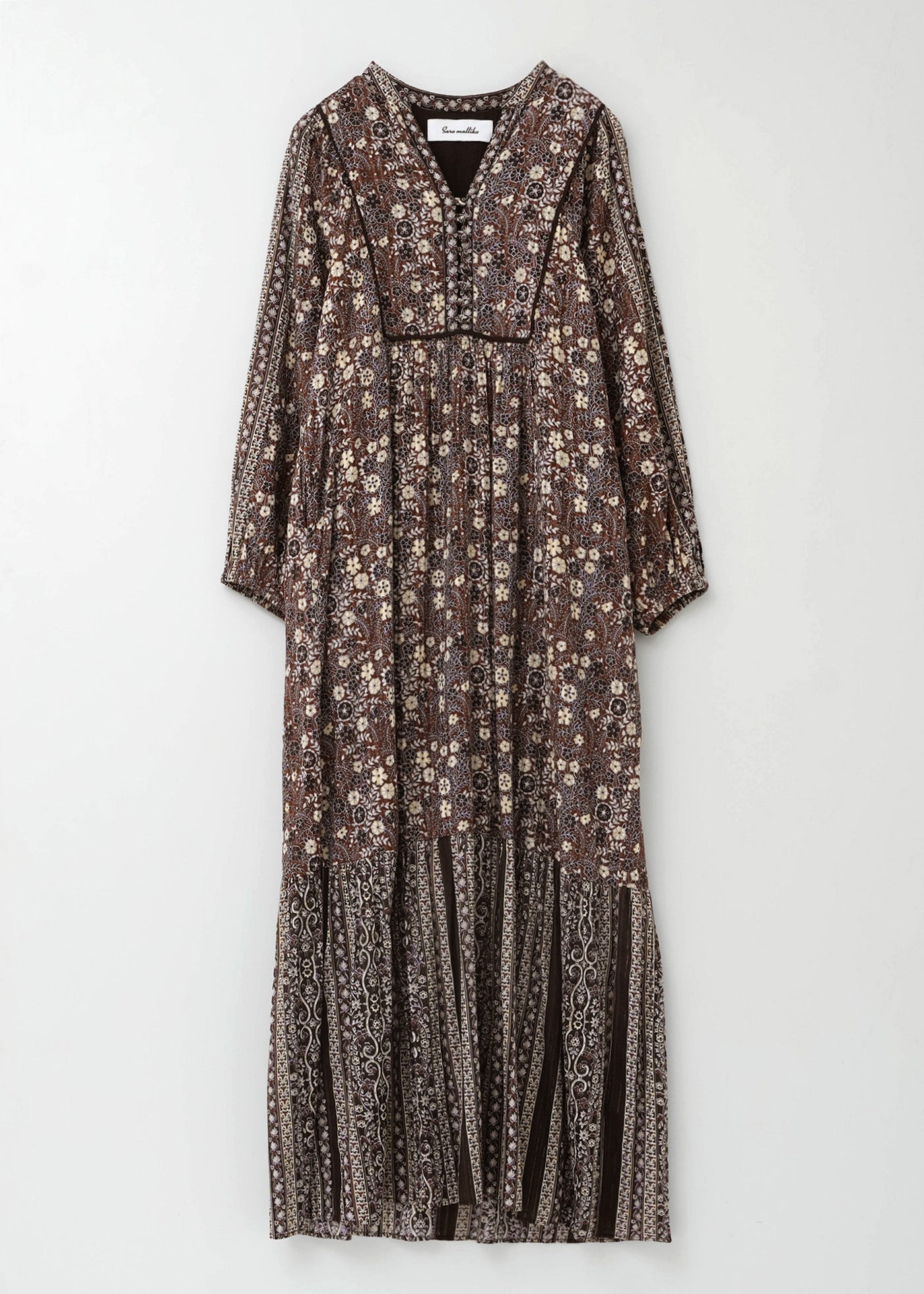 Cotton Jacquard Flower Print Yoke Dress