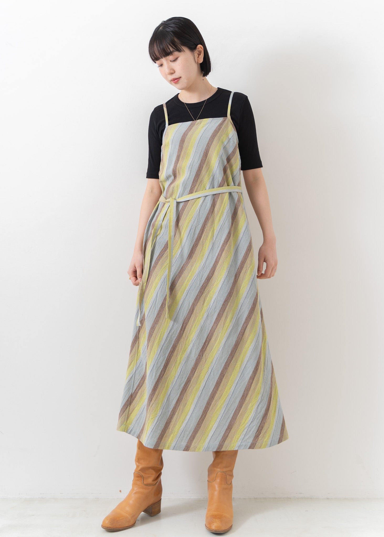 Wide Stripe Diagonal Cami Dress