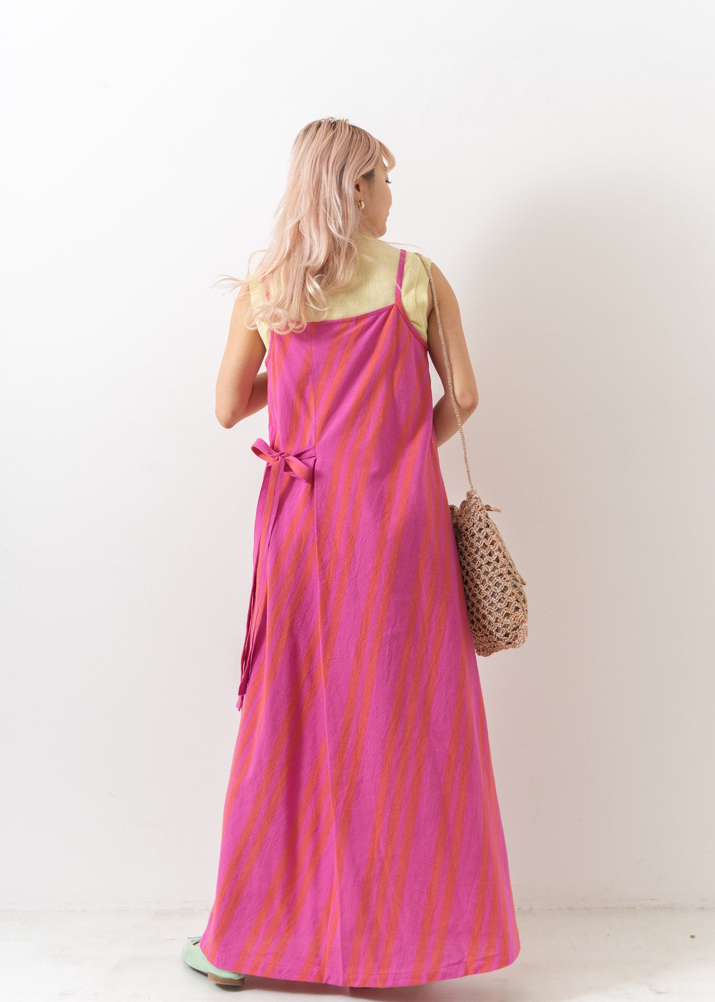 Wide Stripe Diagonal Cami Dress