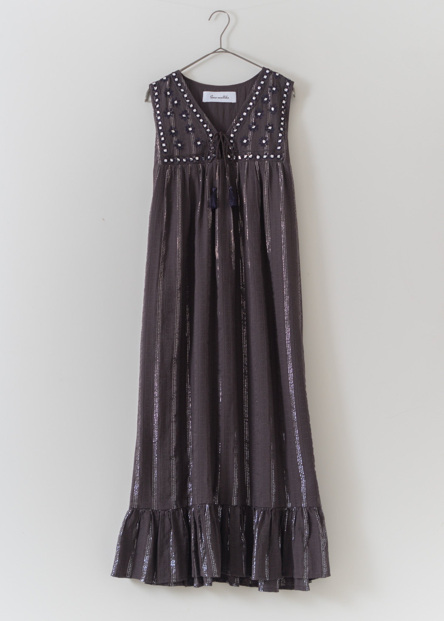 Lurex Stripe Mirror Embroidery Dress | Pasand by ne Quittez