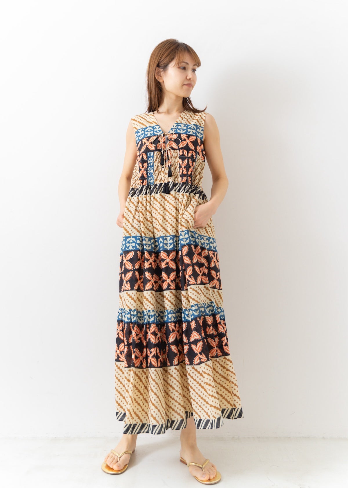 【3/27発売】Mural Print Shirring Dress