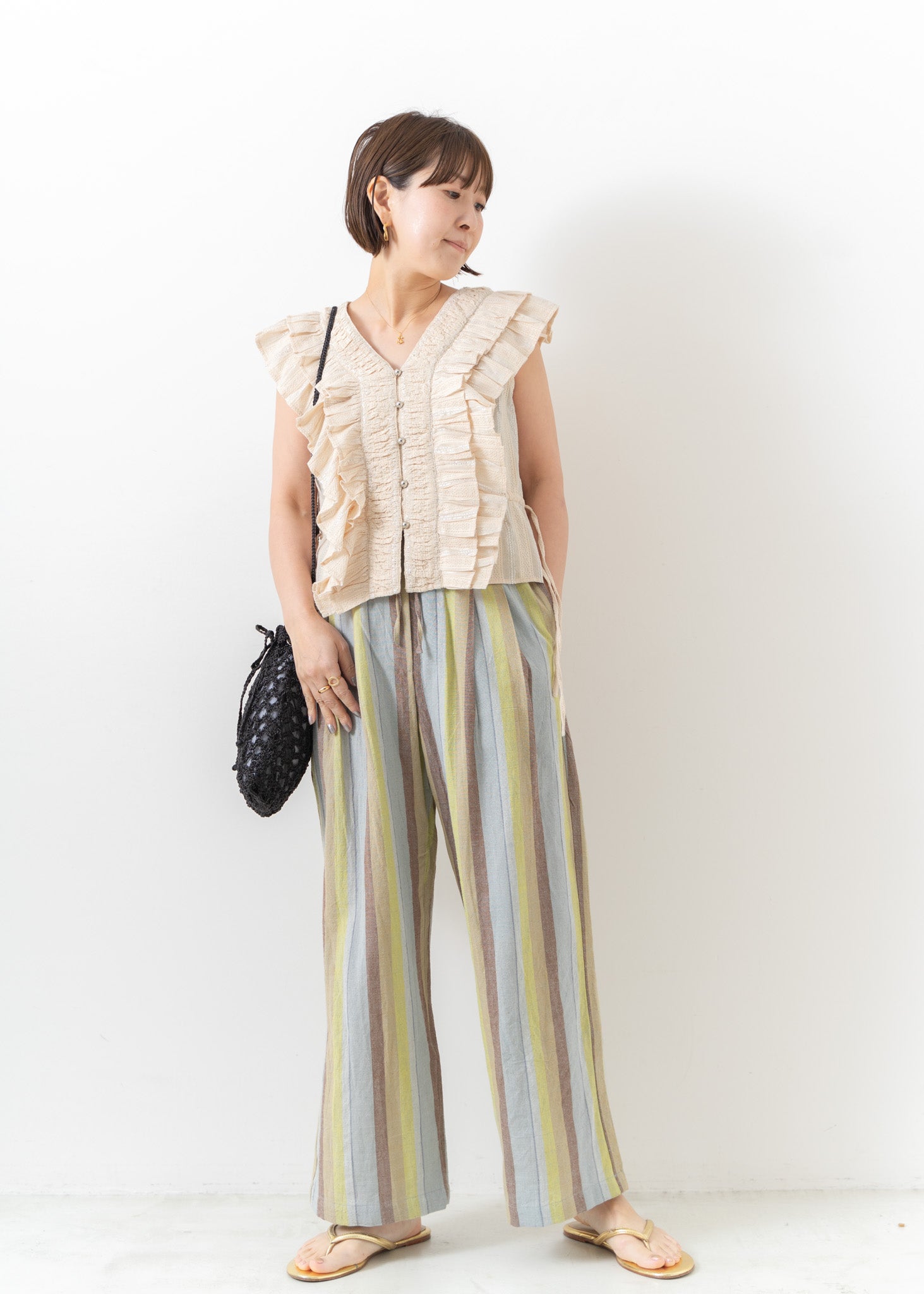 Wide Stripe Relax Tuck Pants | Pasand by ne Quittez pas | パサン 