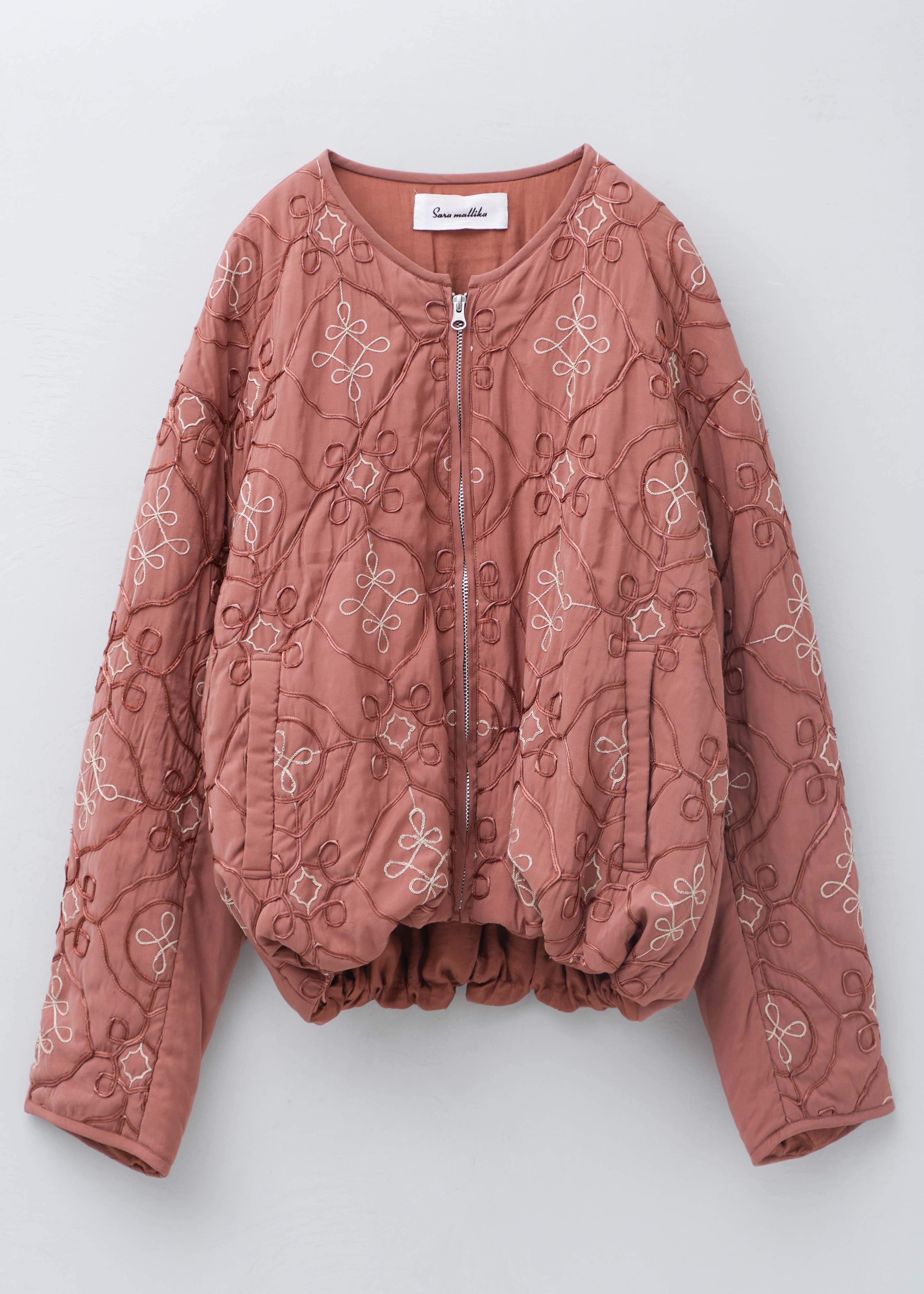 Satin Ribbon Embroidery Puff Jacket | Pasand by ne Quittez pas