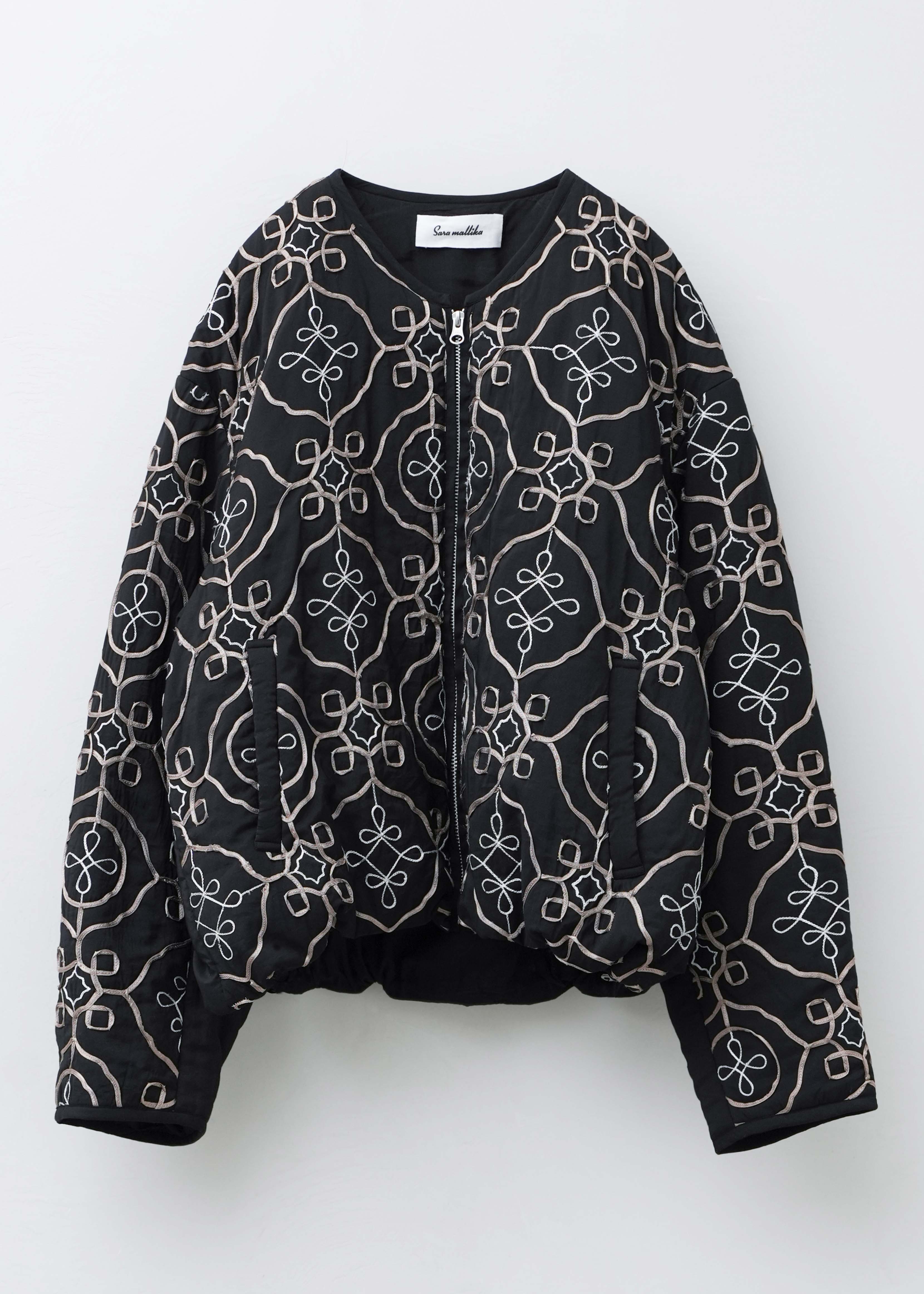 Satin Ribbon Embroidery Puff Jacket | Pasand by ne Quittez pas
