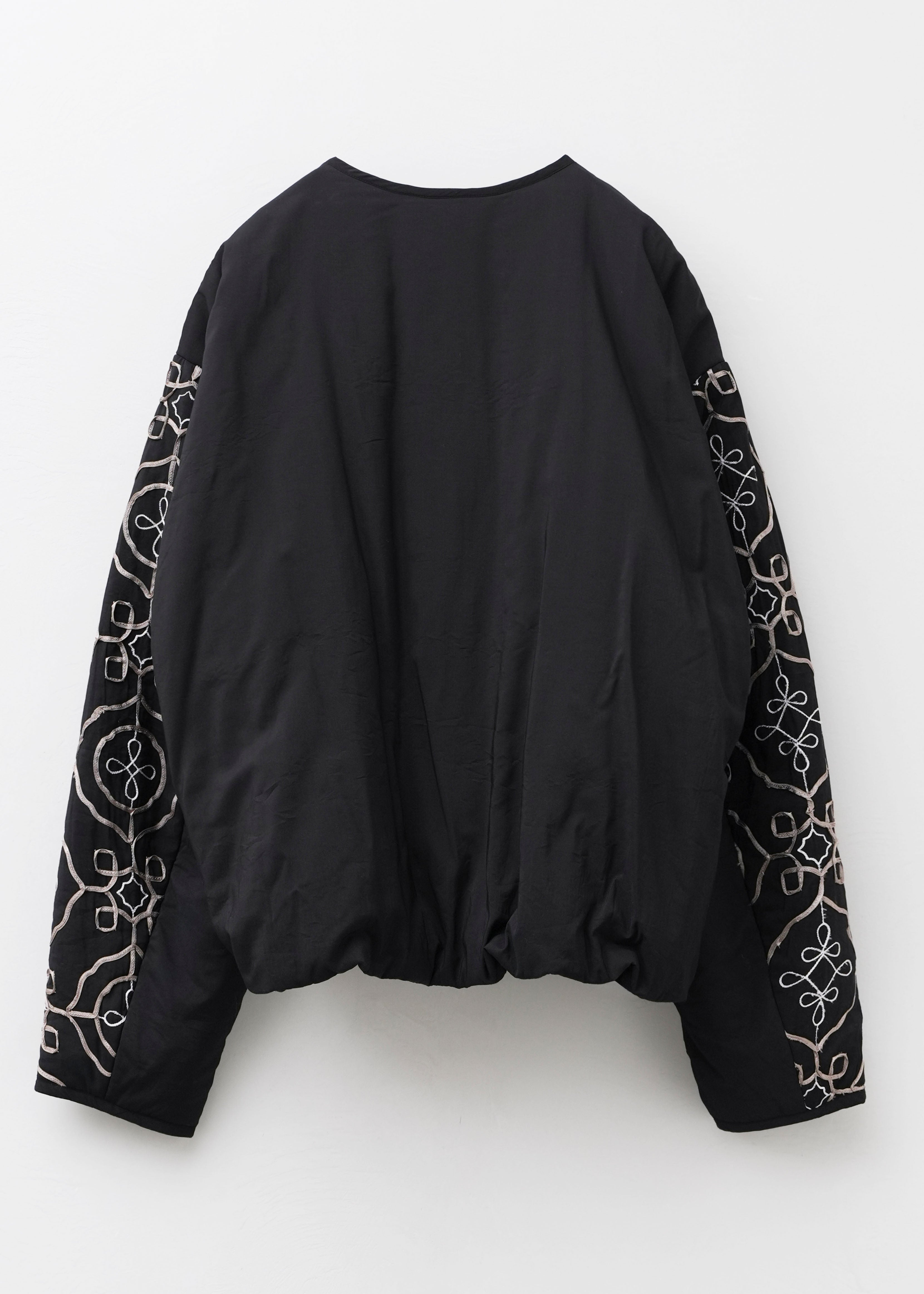 Satin Ribbon Embroidery Puff Jacket | Pasand by ne Quittez pas