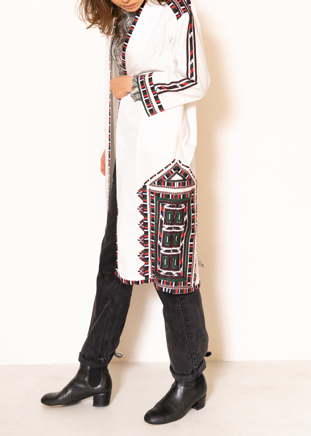 Cotton Line Embroidery Gown