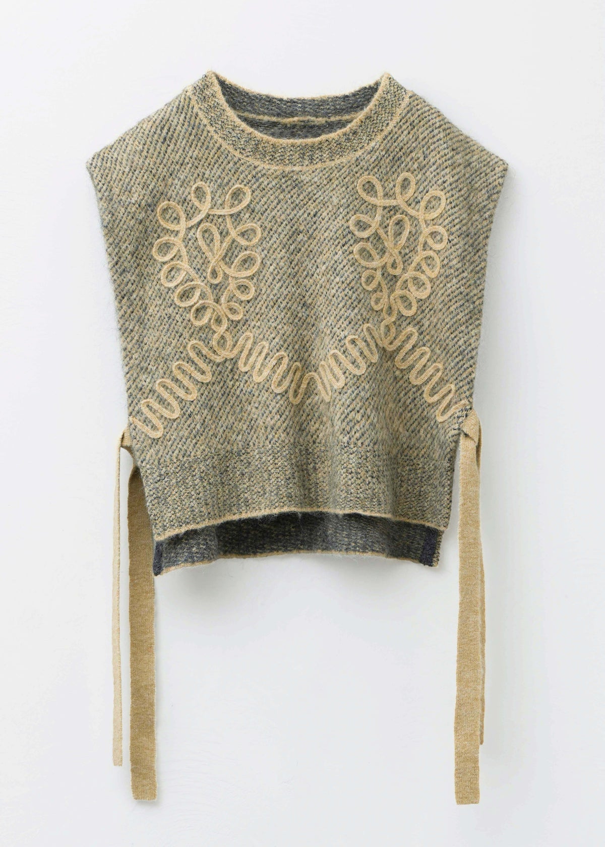 【9/10 10時発売】Mohair Sand Pattern Embroidery Knit Vest