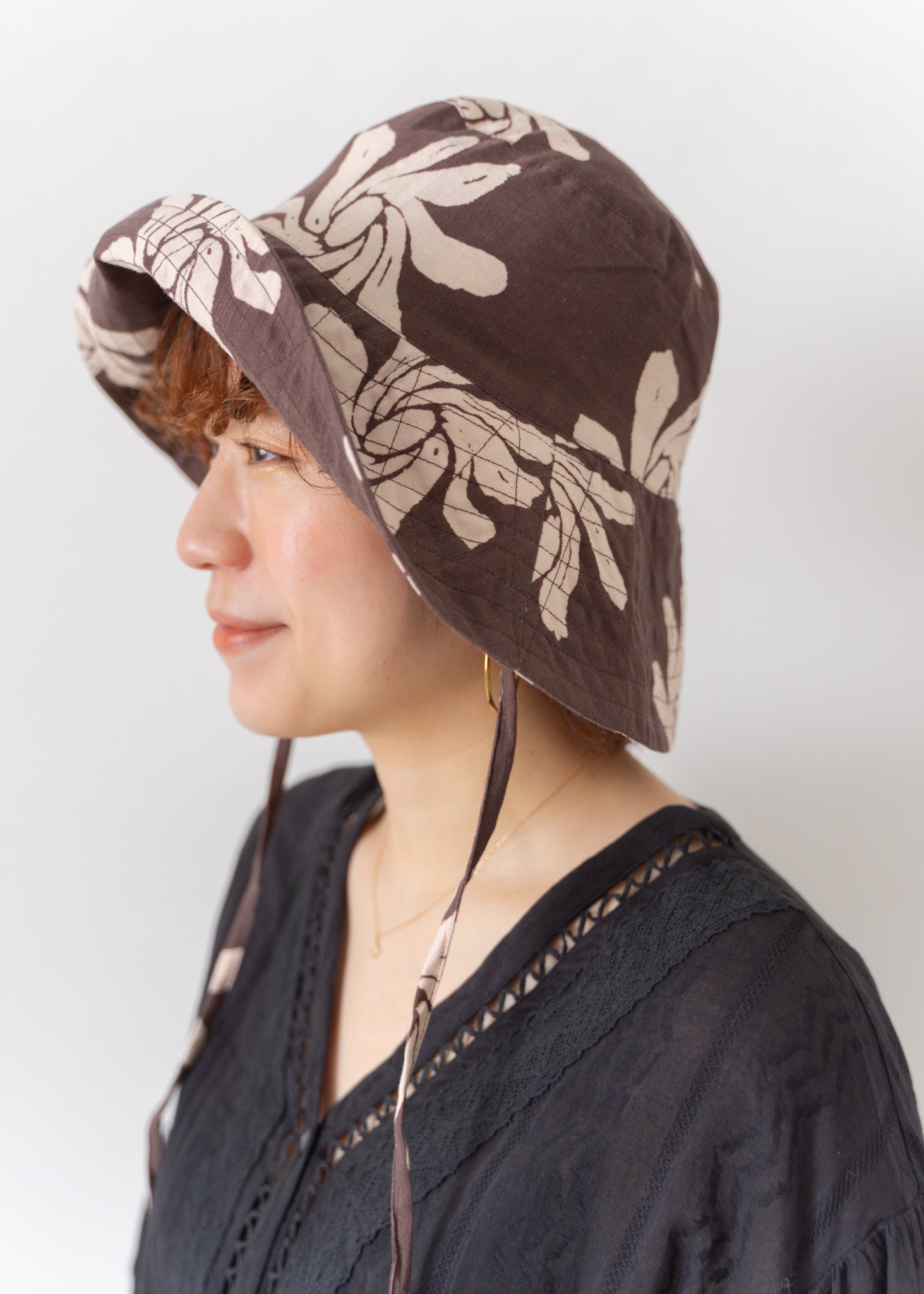 Cotton Linen Sunflower Print Hat