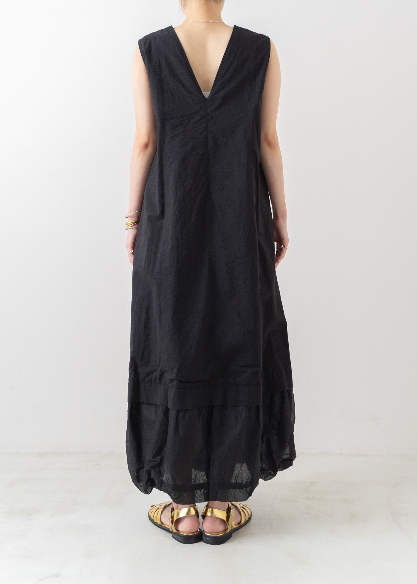 【4月中旬お届け予定】Cotton Organza & Poplin Sleeveless Balloon Dress