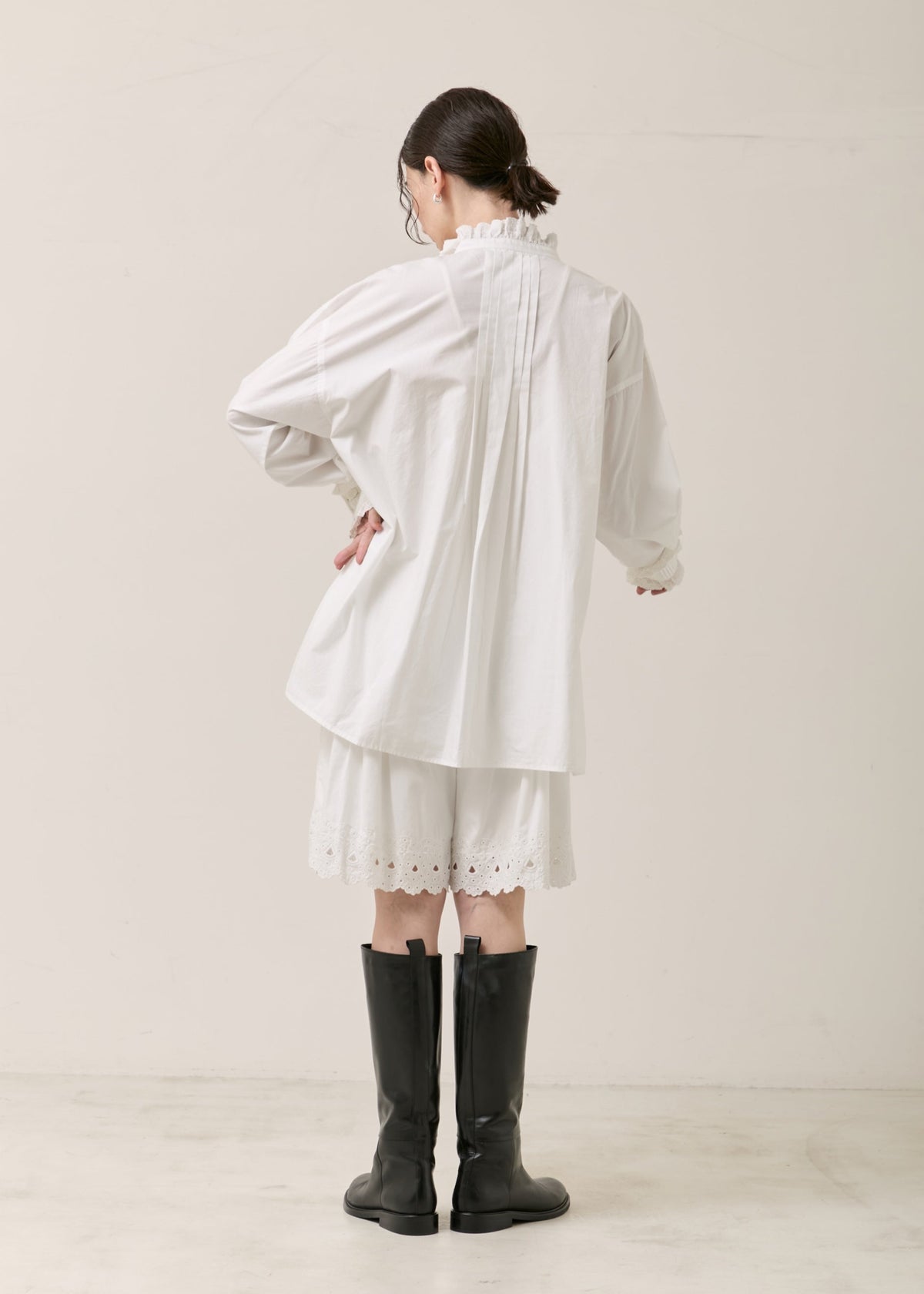 Cotton Pintuck Lace Blouse