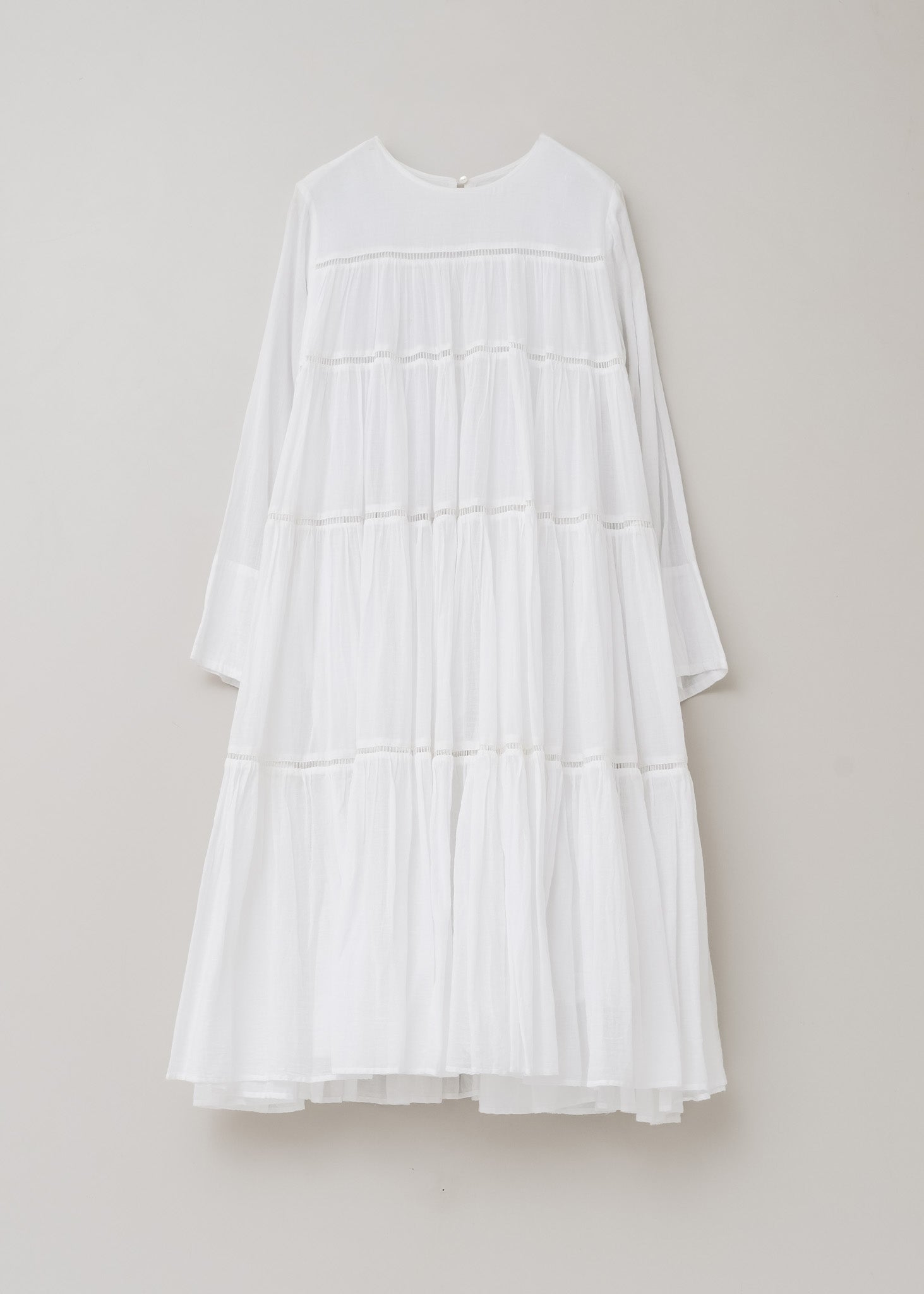 Cotton Voile Tiered Middle Length Dress