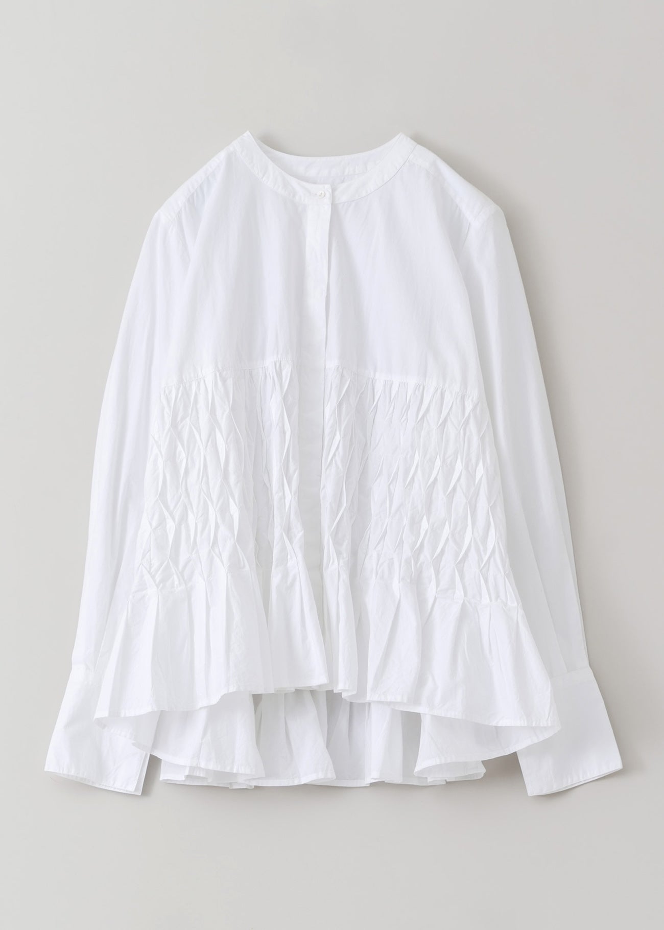 Cotton Poplin Wave Tuck Blouse