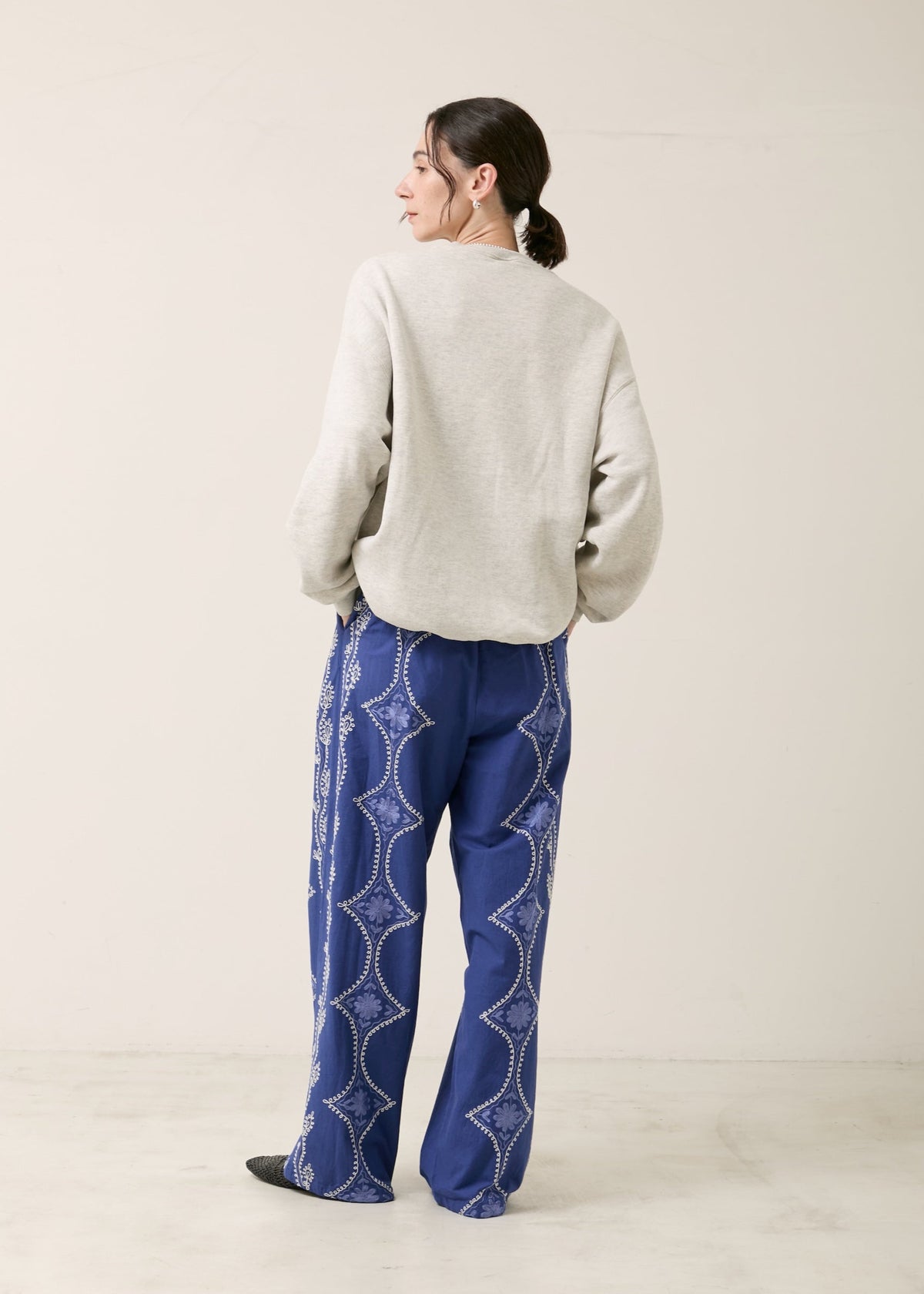 Cotton Linen Aari Embroidery Pants