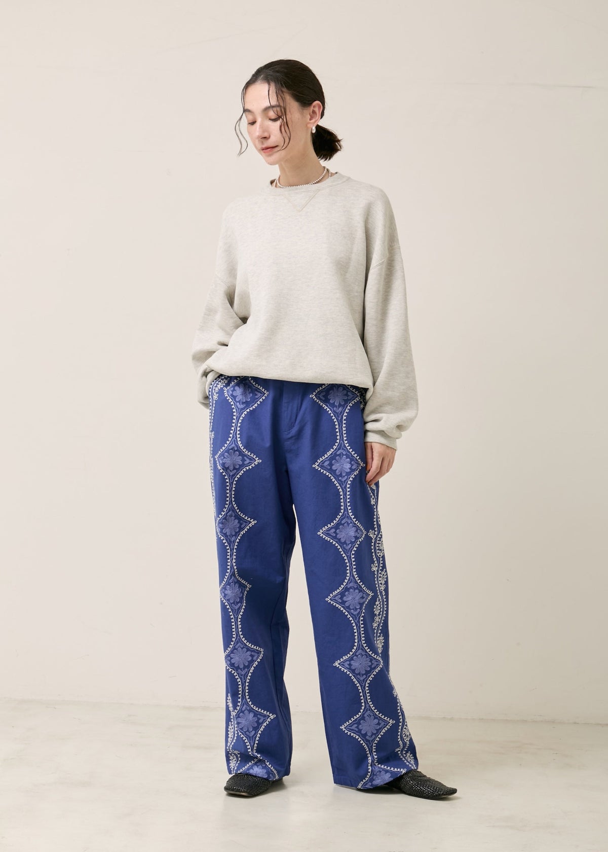 Cotton Linen Aari Embroidery Pants