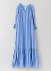 Cotton Voile Stripe Gather Neck Dress