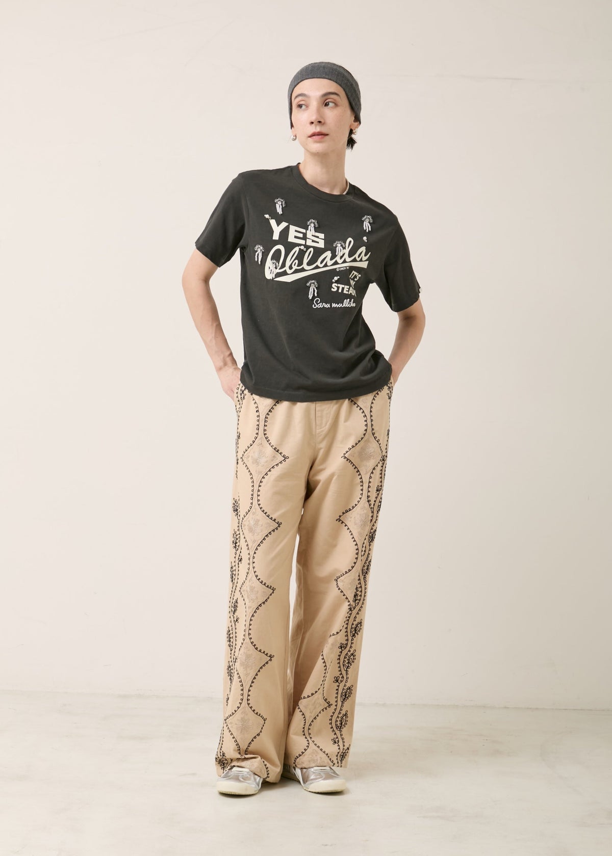 Cotton Linen Aari Embroidery Pants