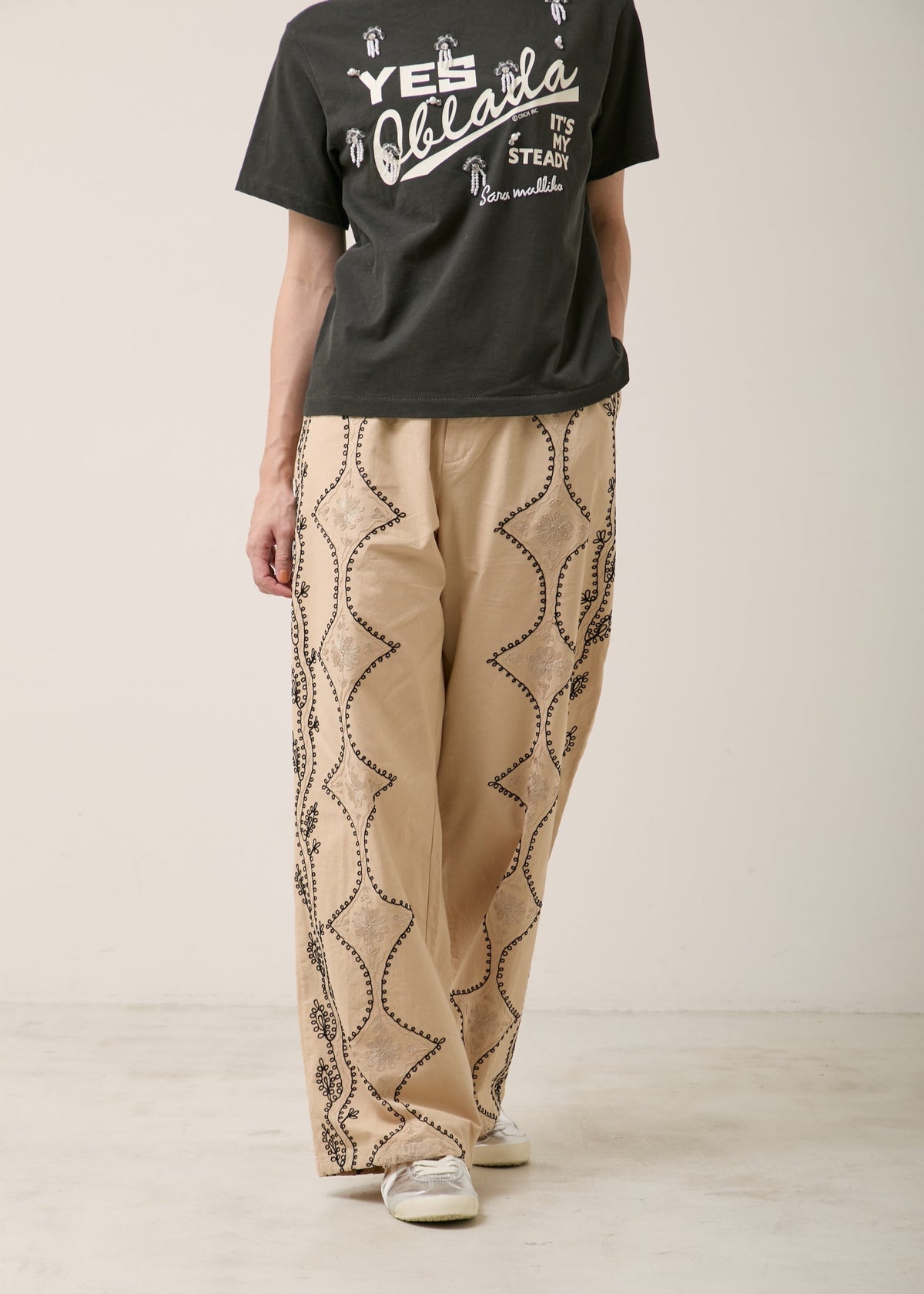 Cotton Linen Aari Embroidery Pants