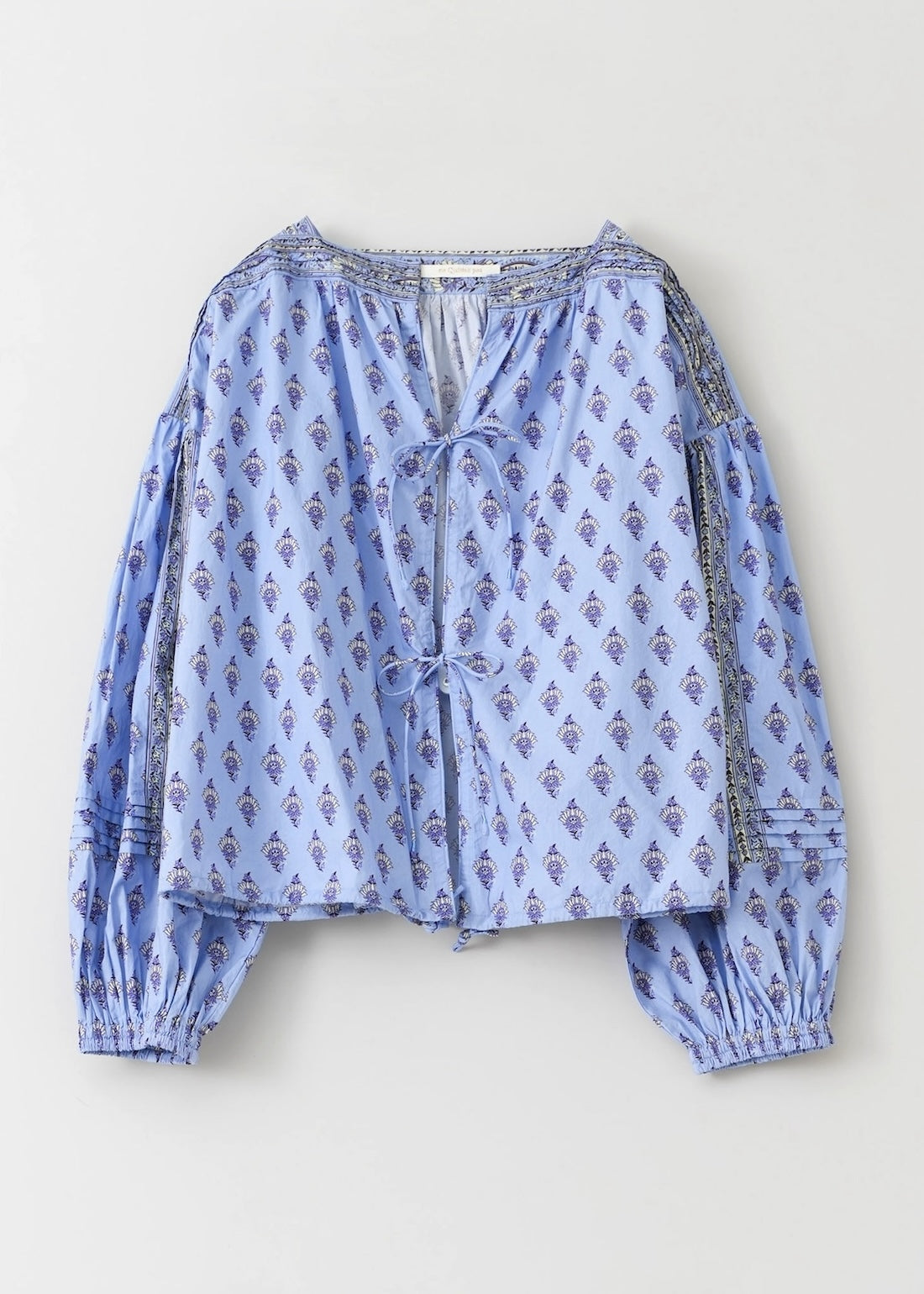 Poplin Paisley Print Ribbon Blouse