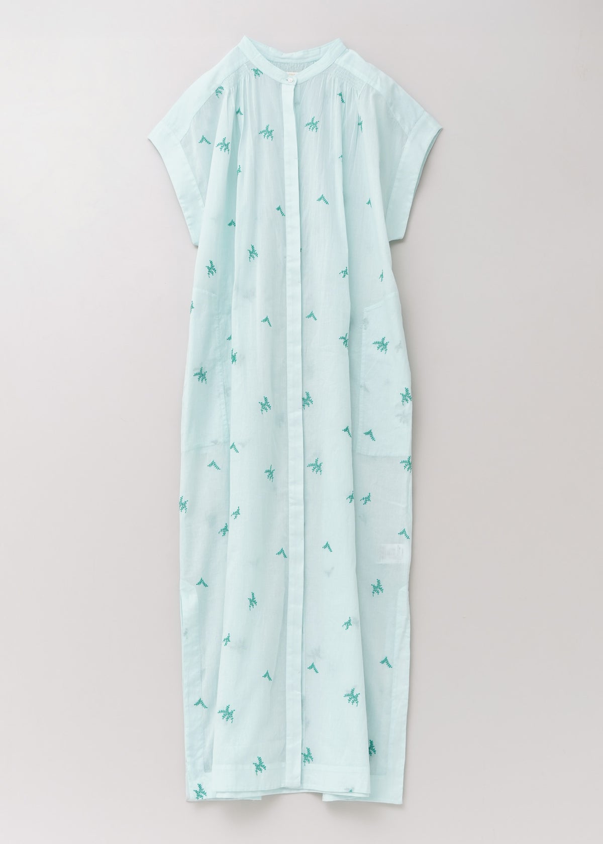 Cotton Voile Dot Leaf Embroidery Shirts Dress