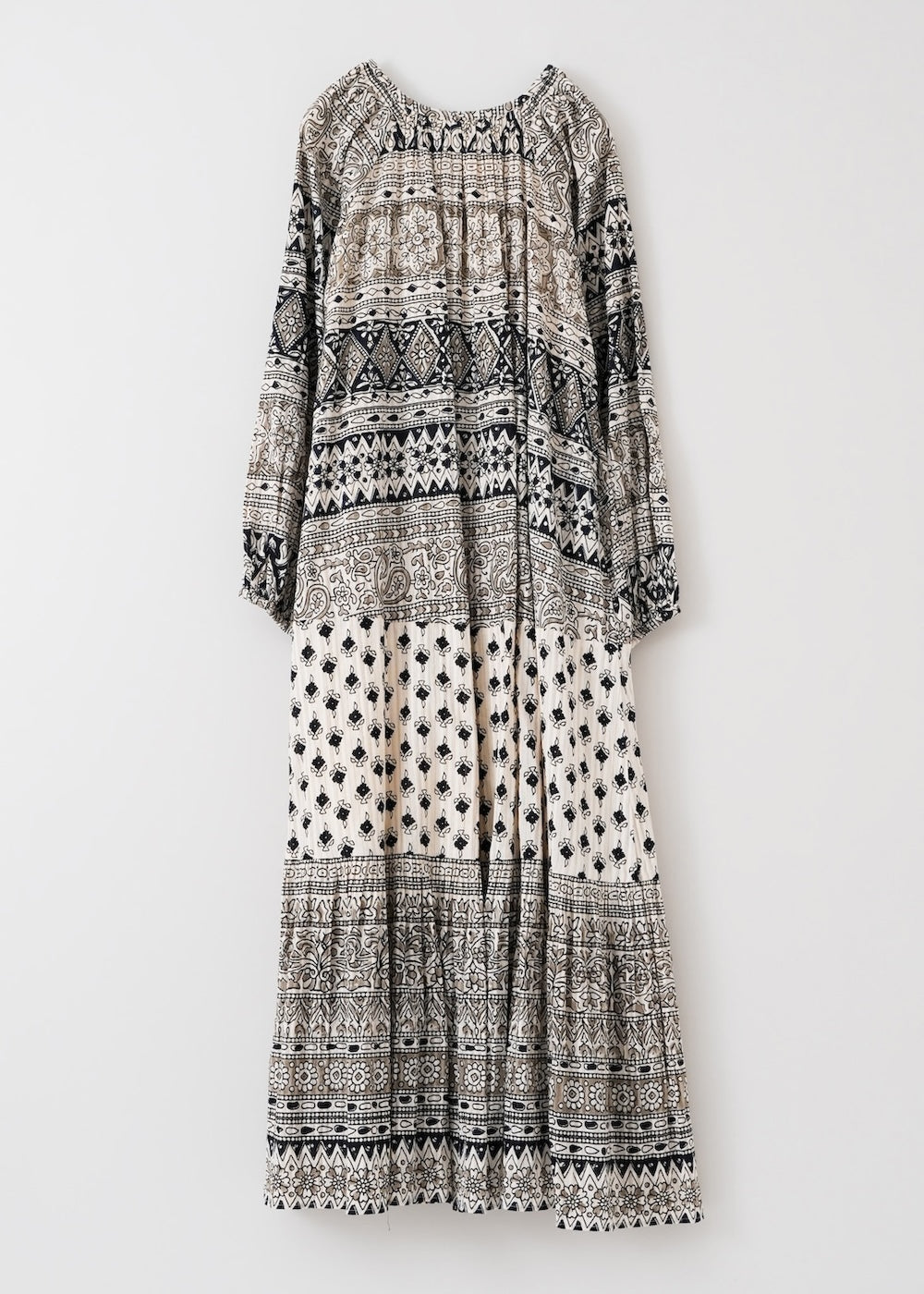 Cotton Lurex Border Print Long Dress