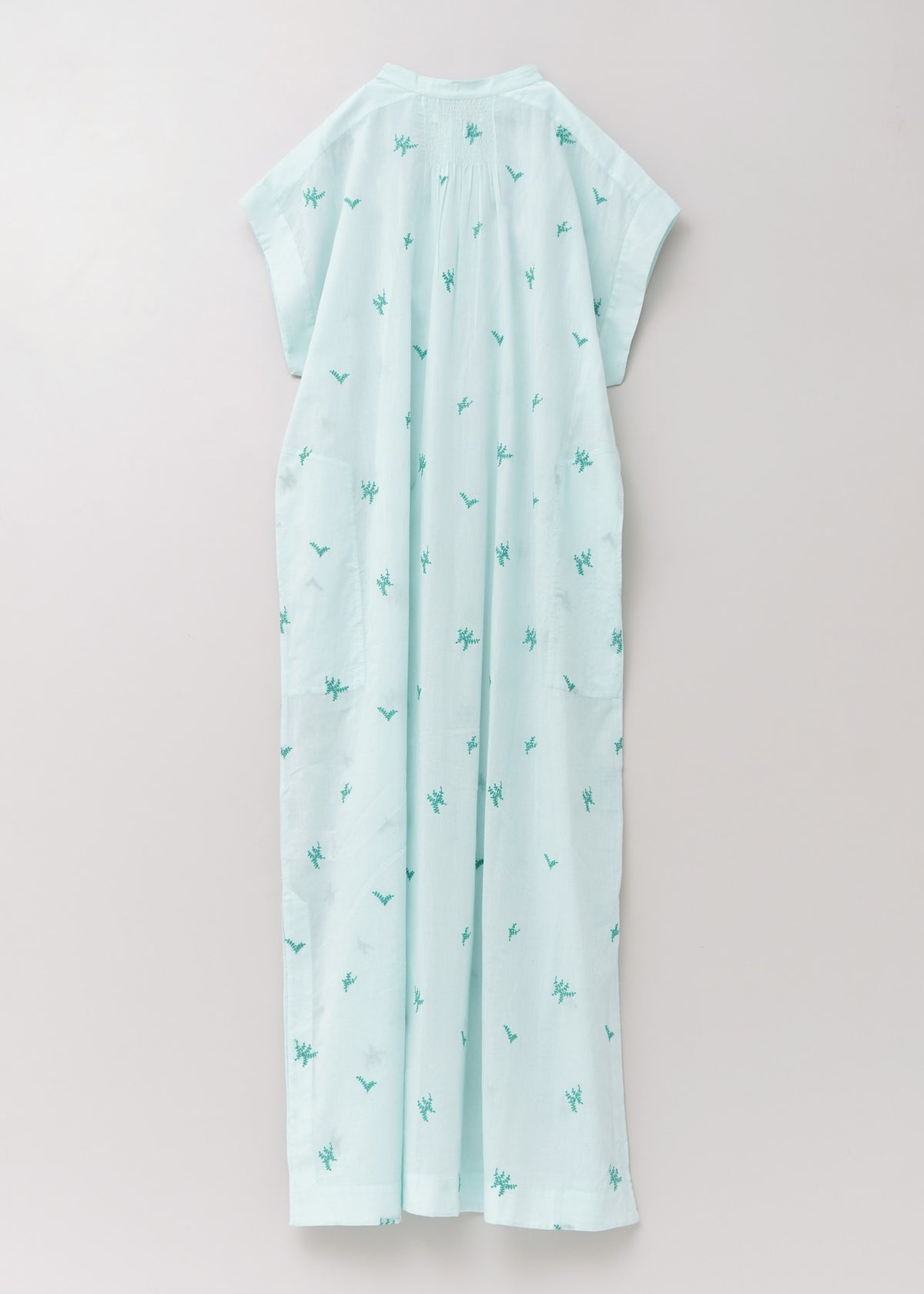 Cotton Voile Dot Leaf Embroidery Shirts Dress