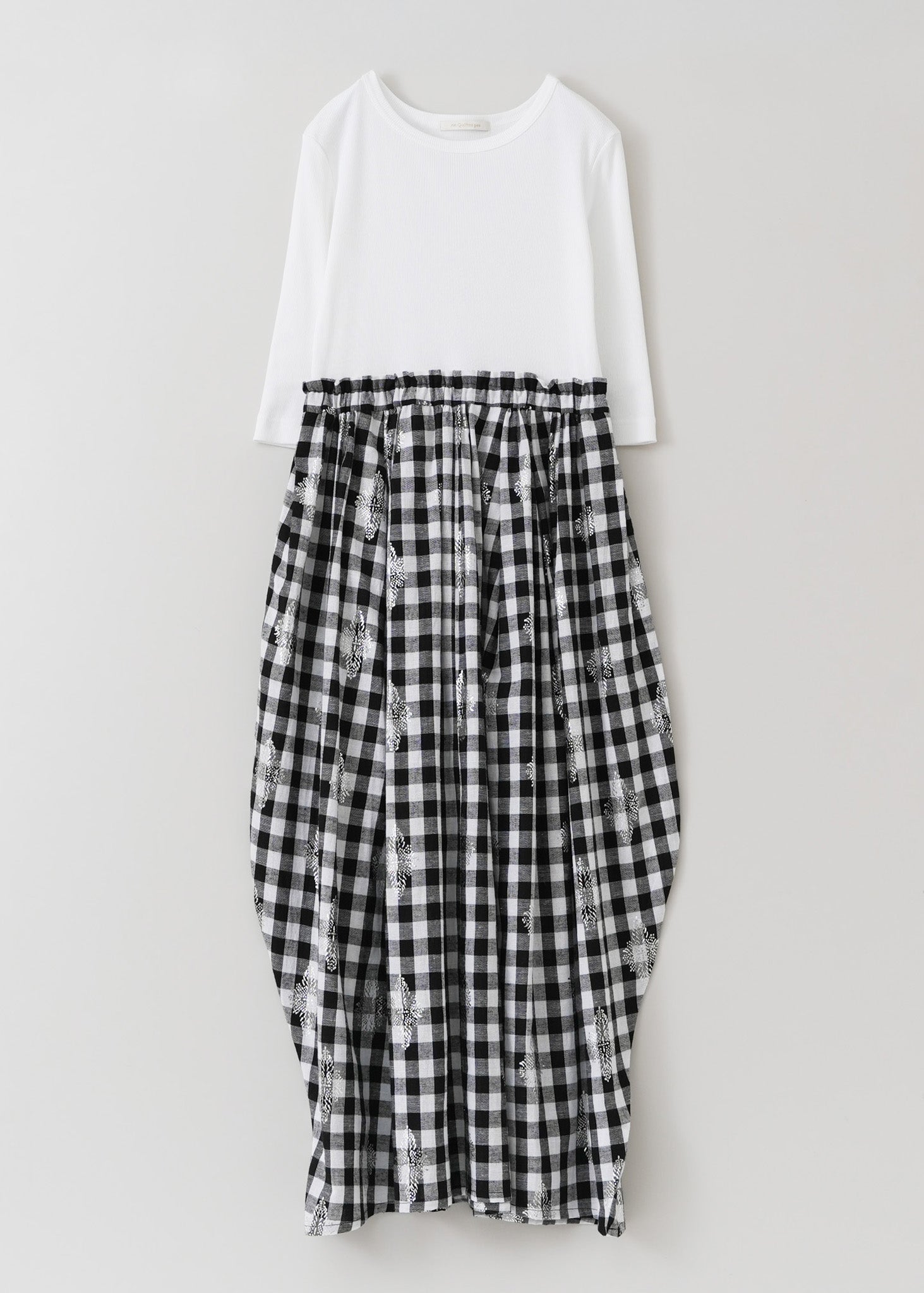 [Expected delivery in mid-February] Cotton Linen Foil Print Rib Combi Dress