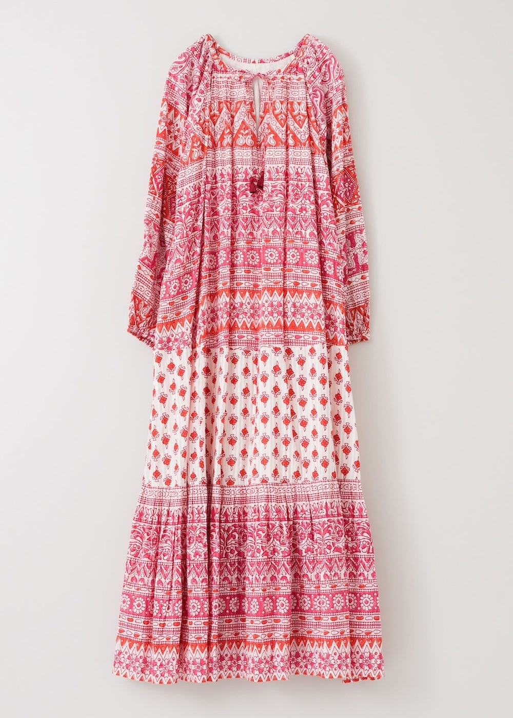 Cotton Lurex Border Print Long Dress