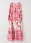 Cotton Lurex Border Print Long Dress