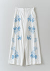 Cotton Linen Plants Embroidery Pants