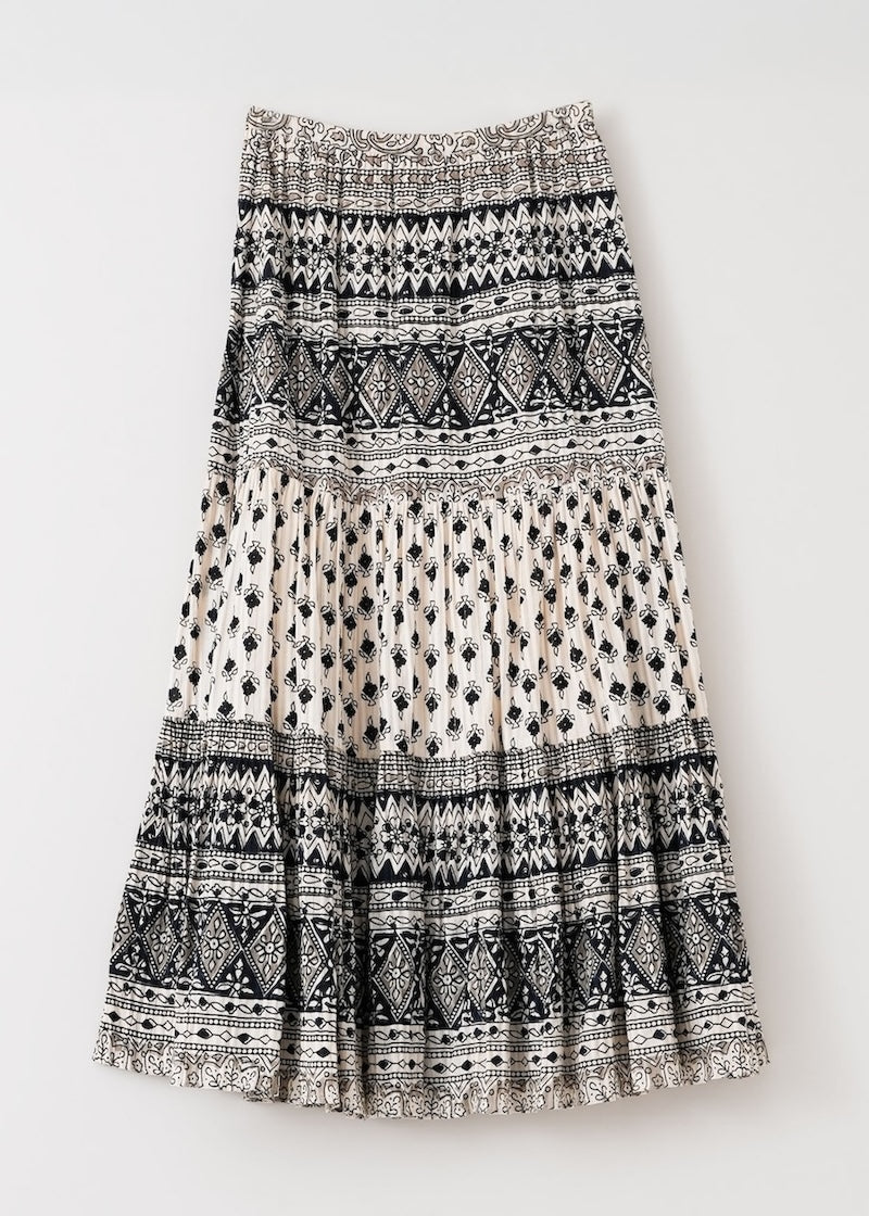 Cotton Lurex Border Print Skirt