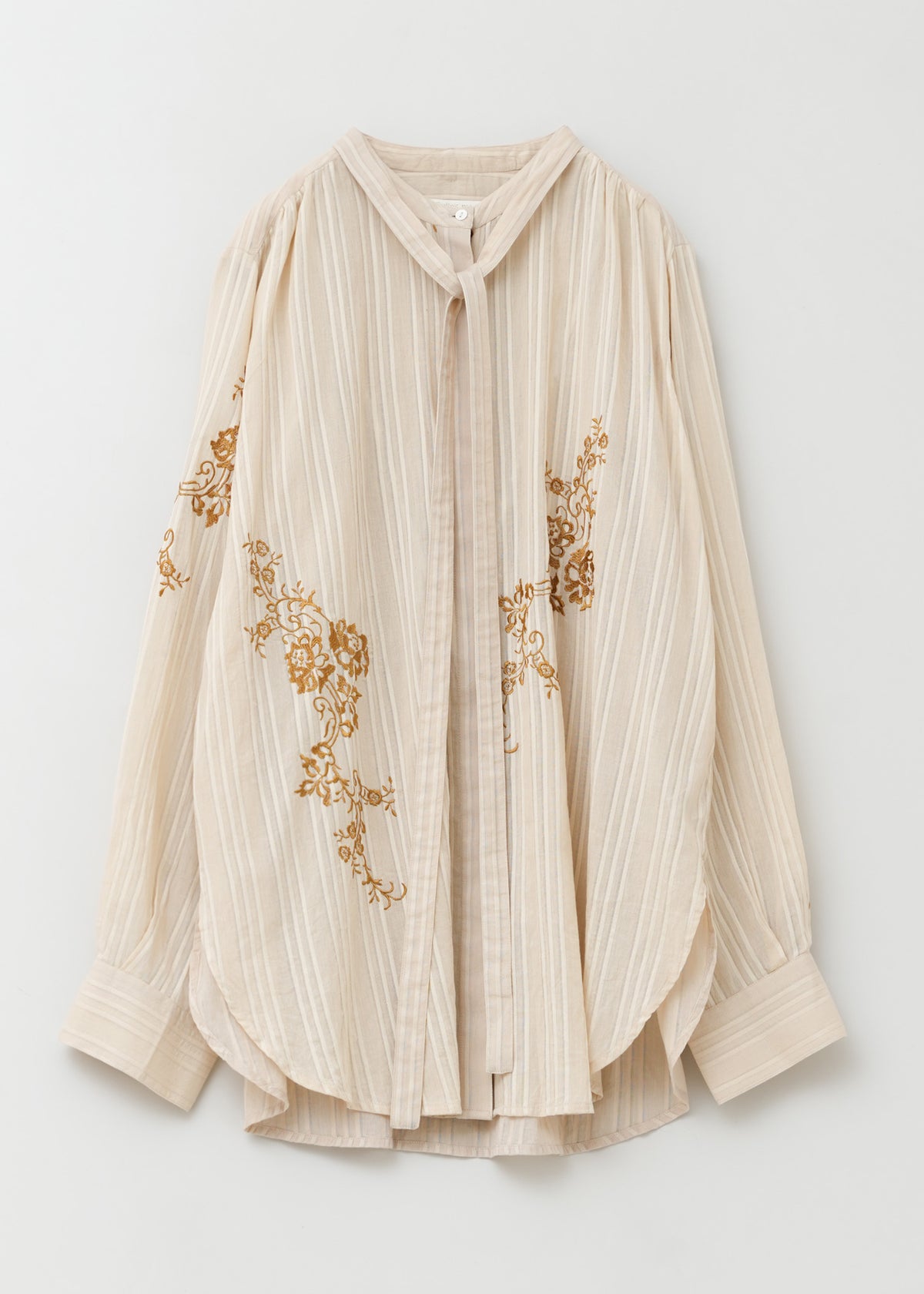 Cotton Dobby Ivy Flower Embroidery Shirts