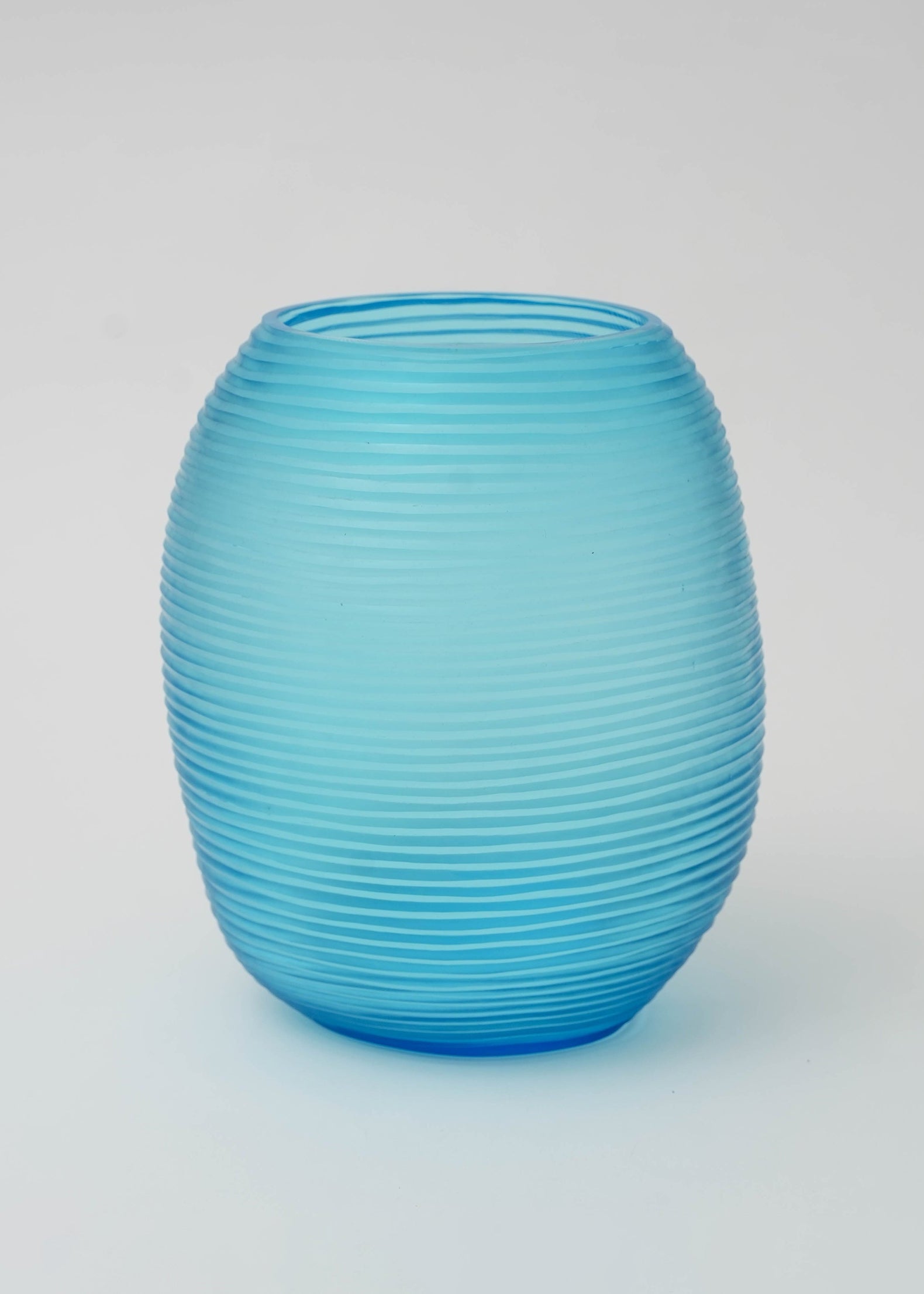 Hand Made Glass Flower Vase Turquoise