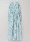 Cotton Jacquard Lily Print Shirring Dress