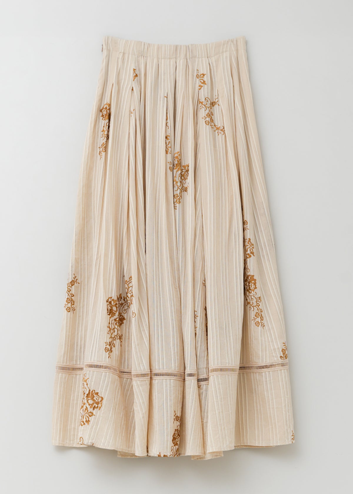 Cotton Dobby Ivy Flower Embroidery Skirt