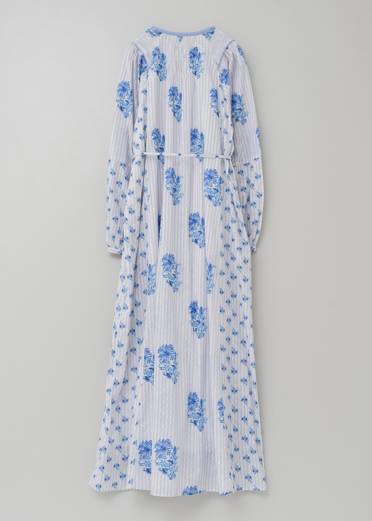 Cotton Jacquard Lily Print Shirring Dress