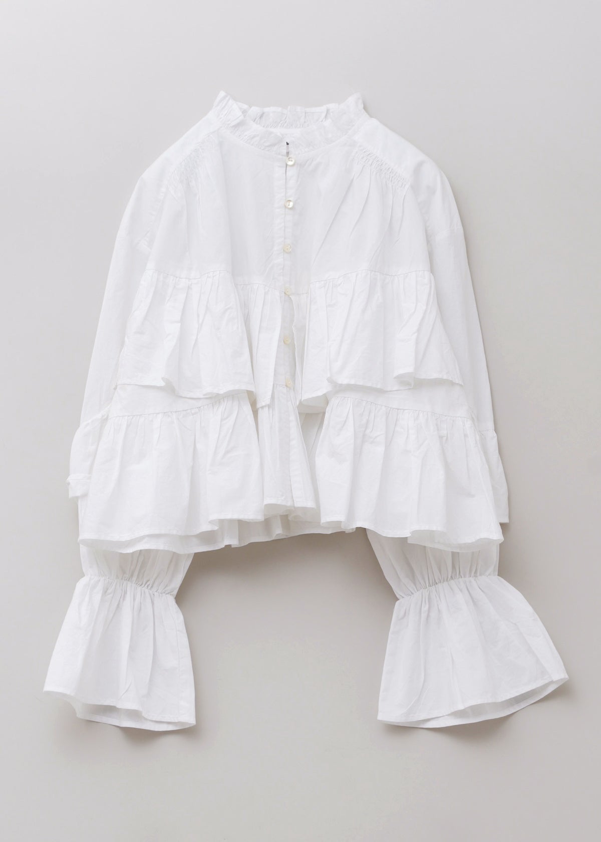 Cotton Volume Frill Short Blouse