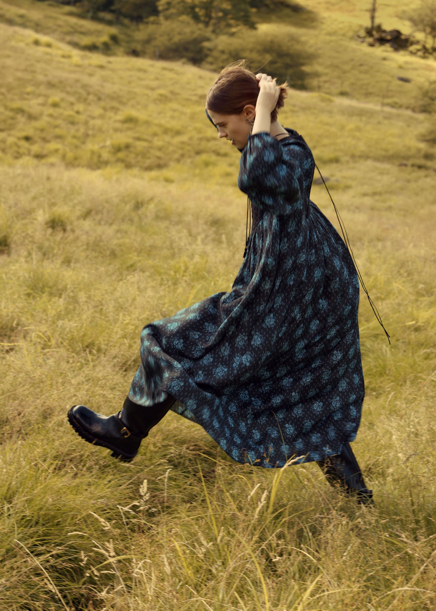 Shantoon Jacquard Poppy Print Yoke Dress