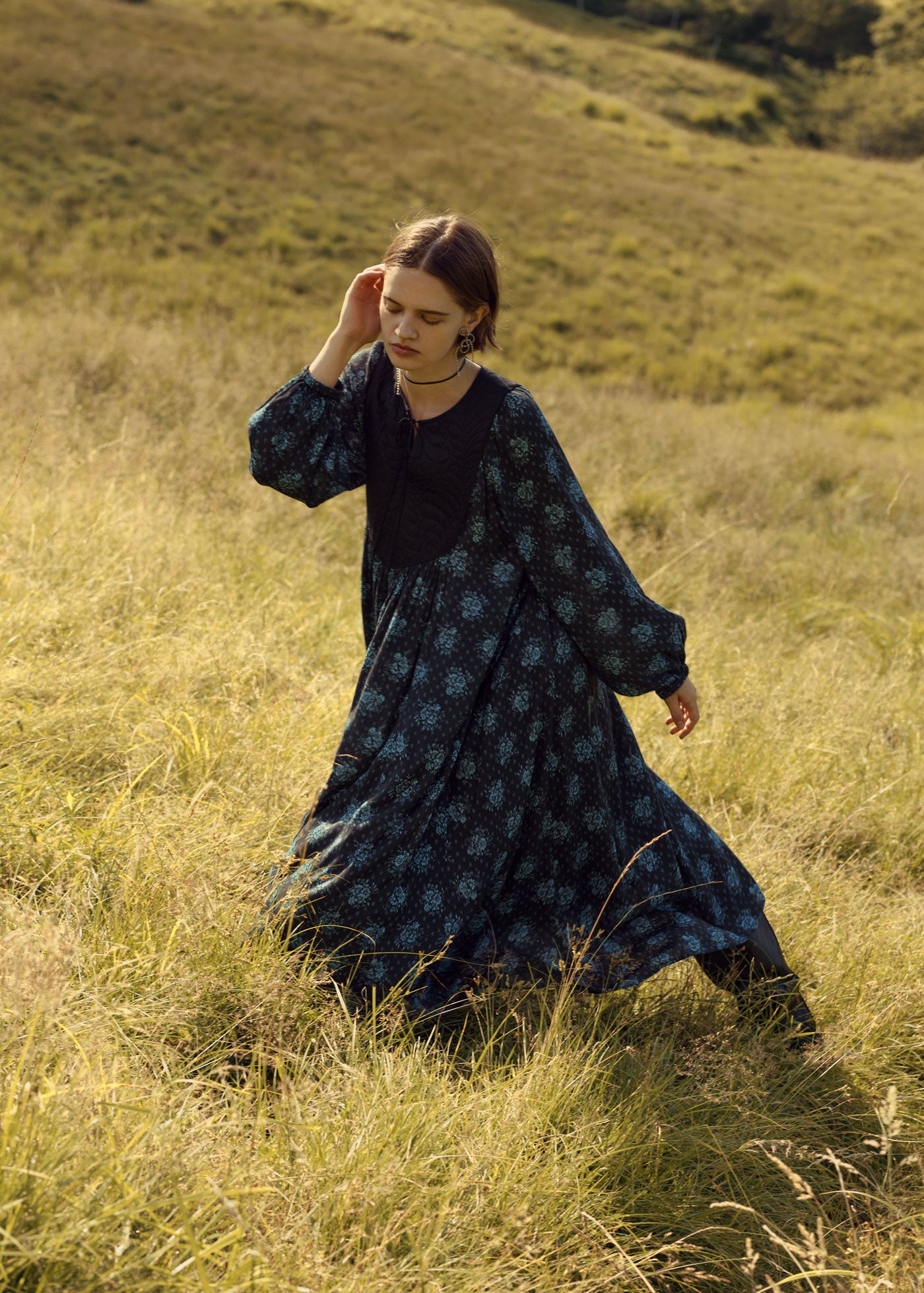 Shantoon Jacquard Poppy Print Yoke Dress