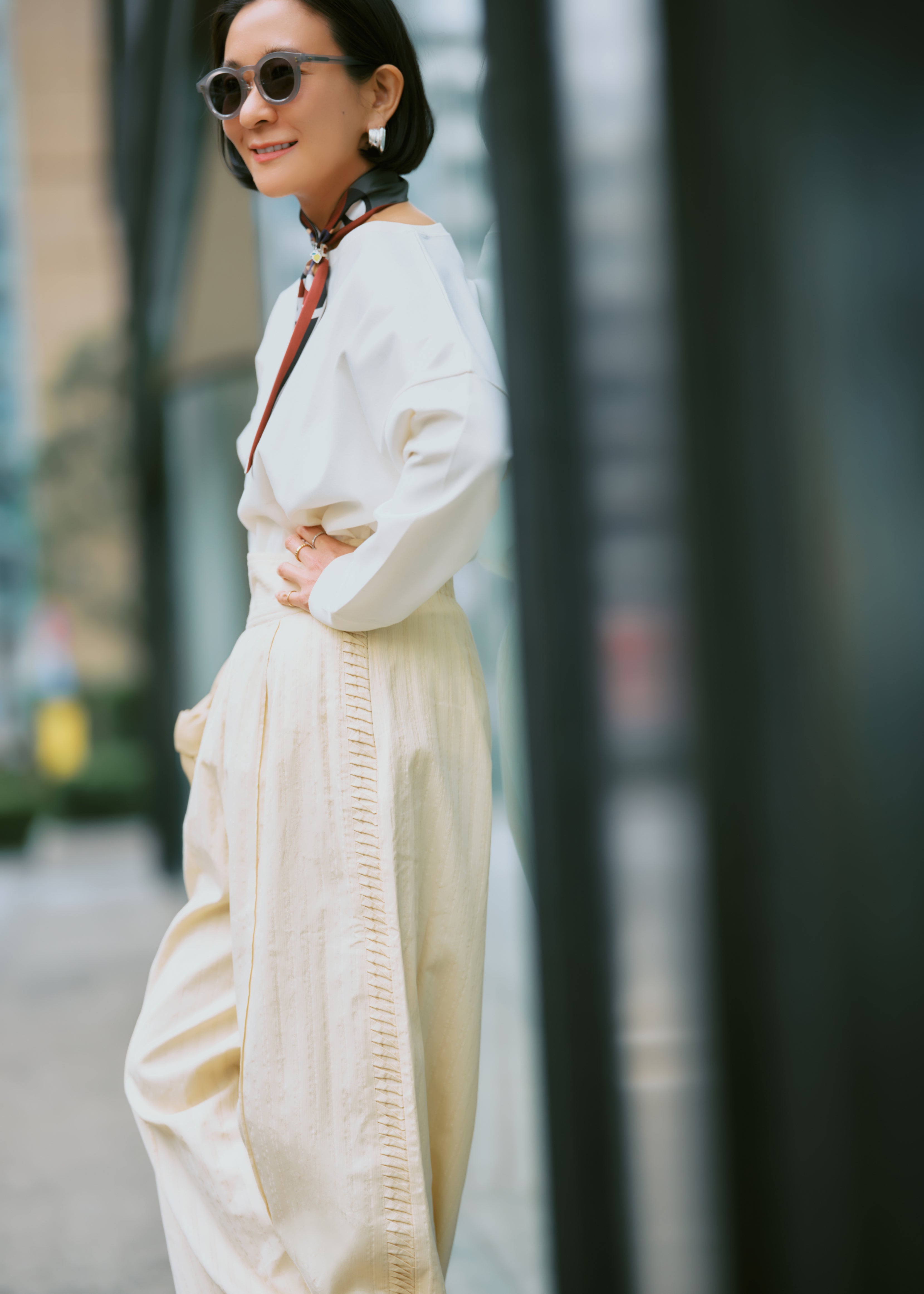 Poplin Side Wave Tuck Pants | Pasand by ne Quittez pas | パサン