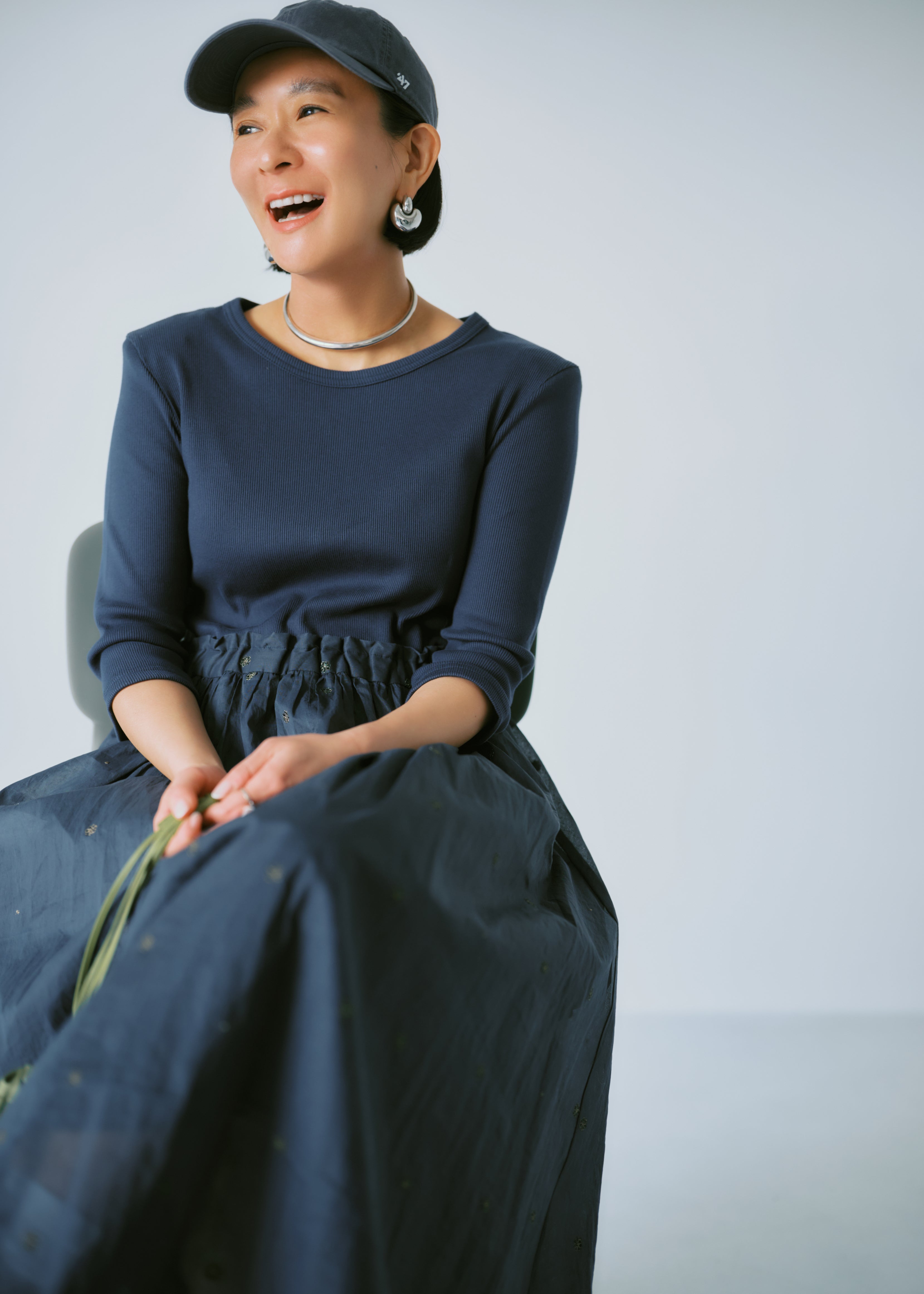 【3/19 10時発売】Cotton Organza Embroidery Rib Combi Dress