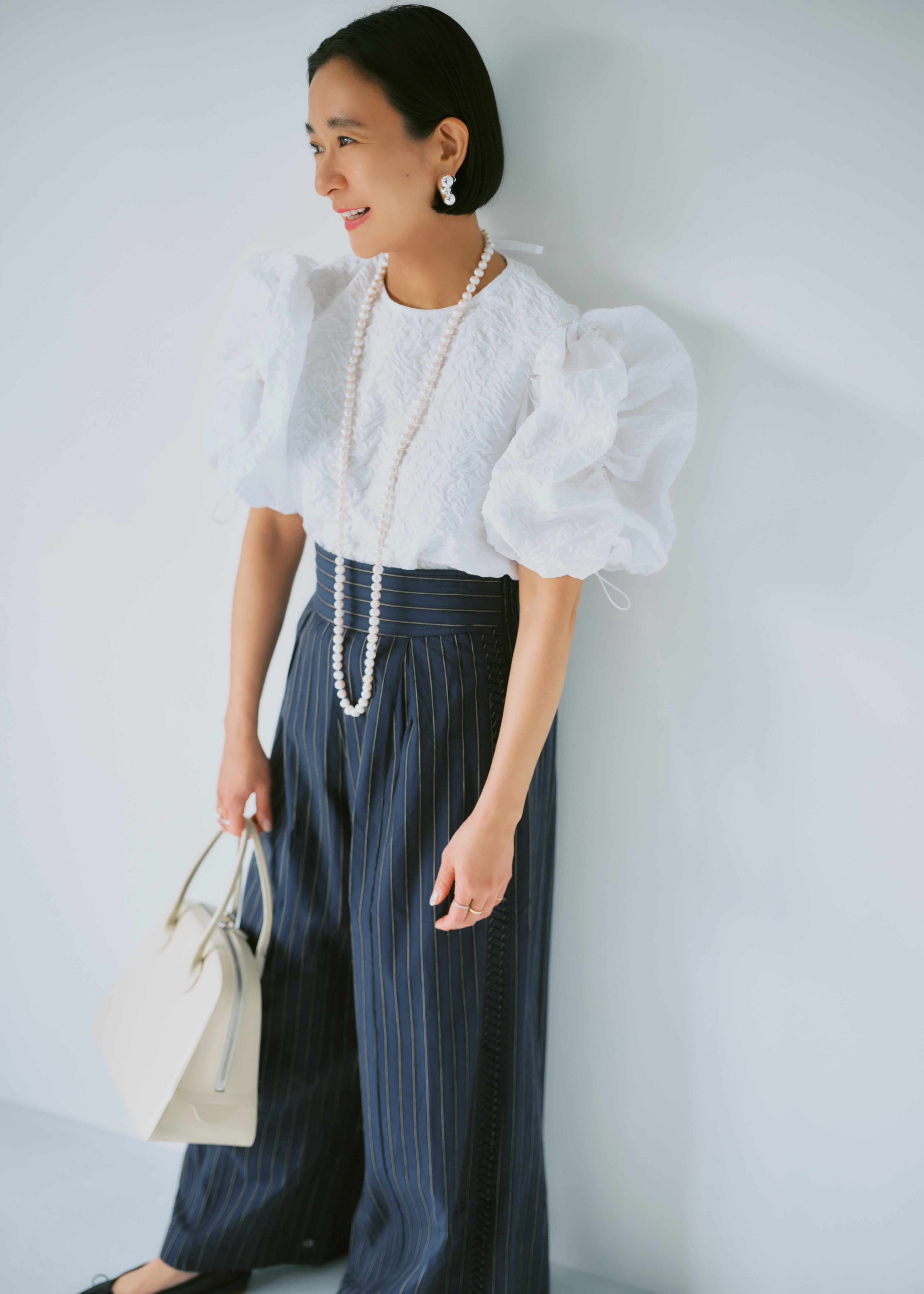 Poplin Side Wave Tuck Pants | Pasand by ne Quittez pas | パサン