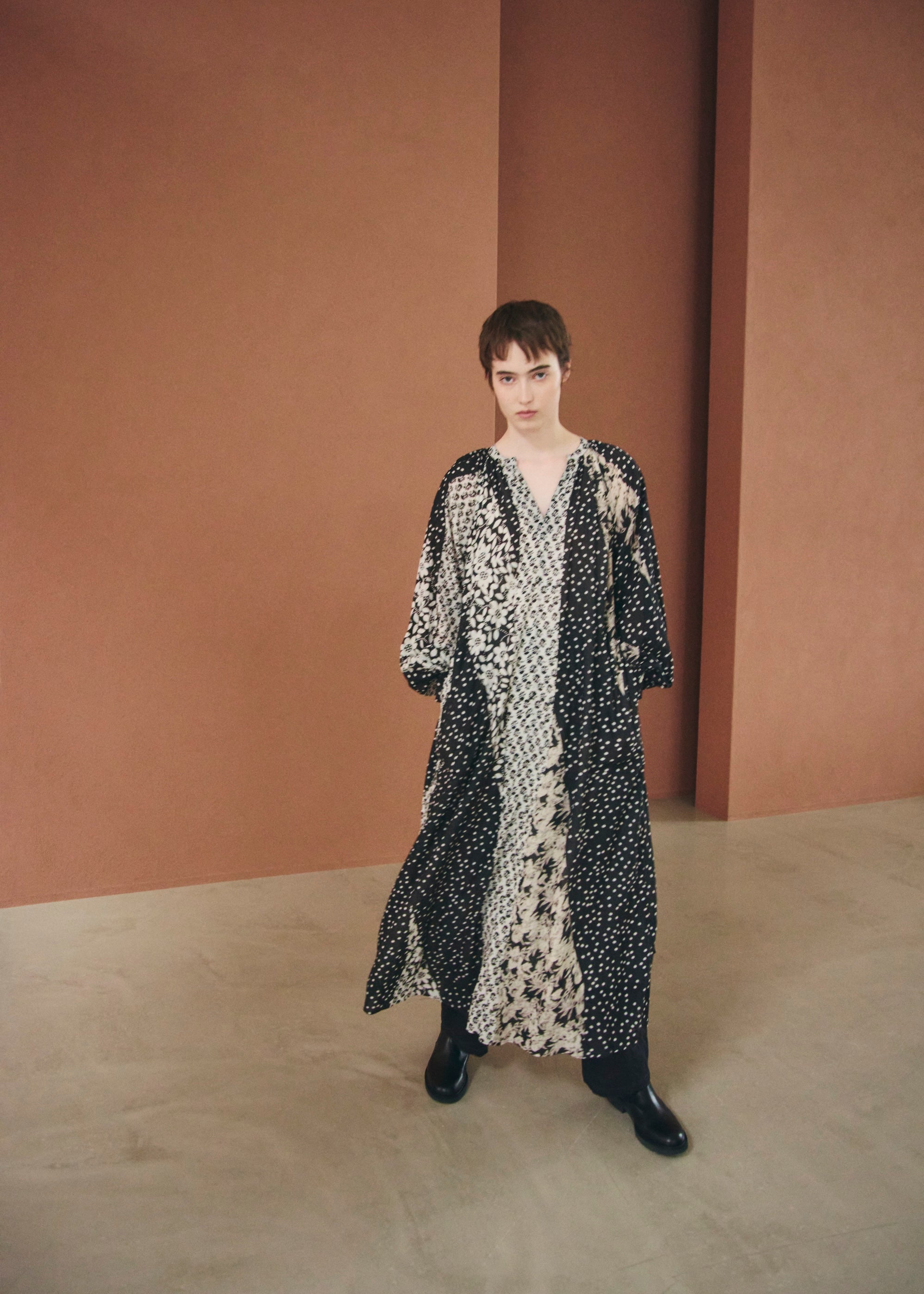 【8/5 10時発売】Cotton Rayon Patchwork Flower Print Dress