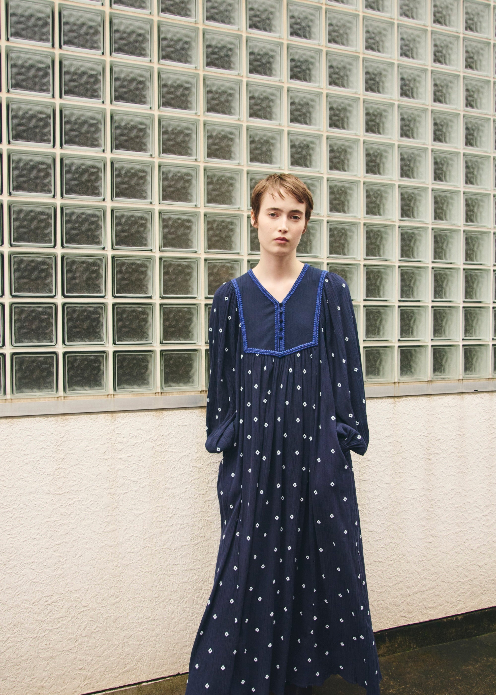 8/5 10時発売】Cotton Crape Full Embroidery Yoke Dress | Pasand by