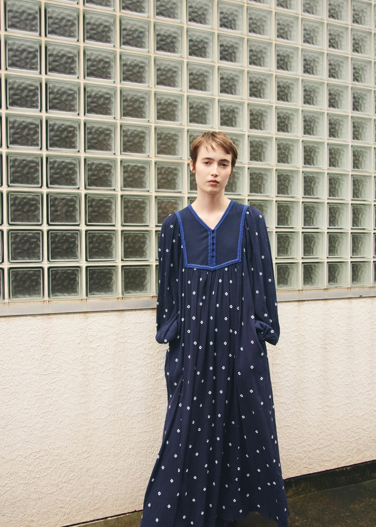 Cotton Crape Full Embroidery Yoke Dress