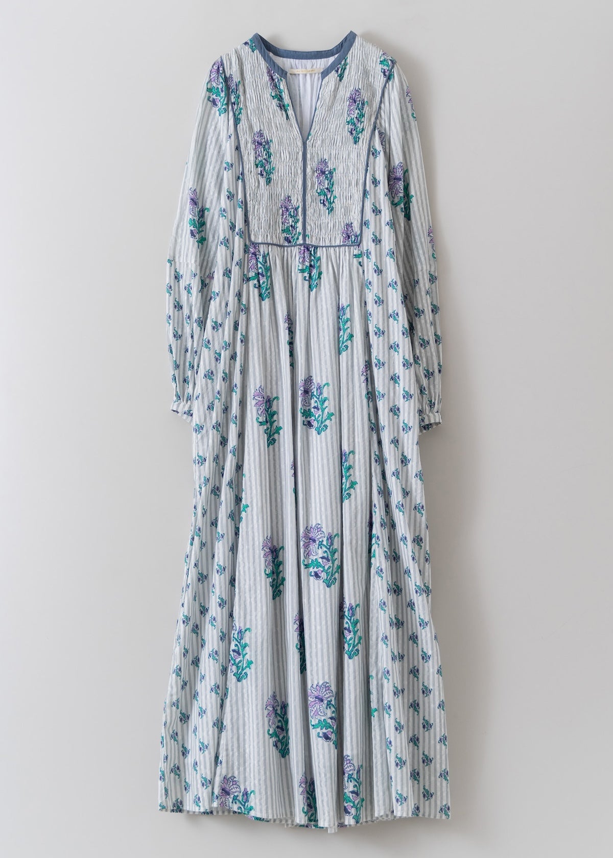 【1月中旬お届け予定】Cotton Jacquard Lily Print Shirring Dress