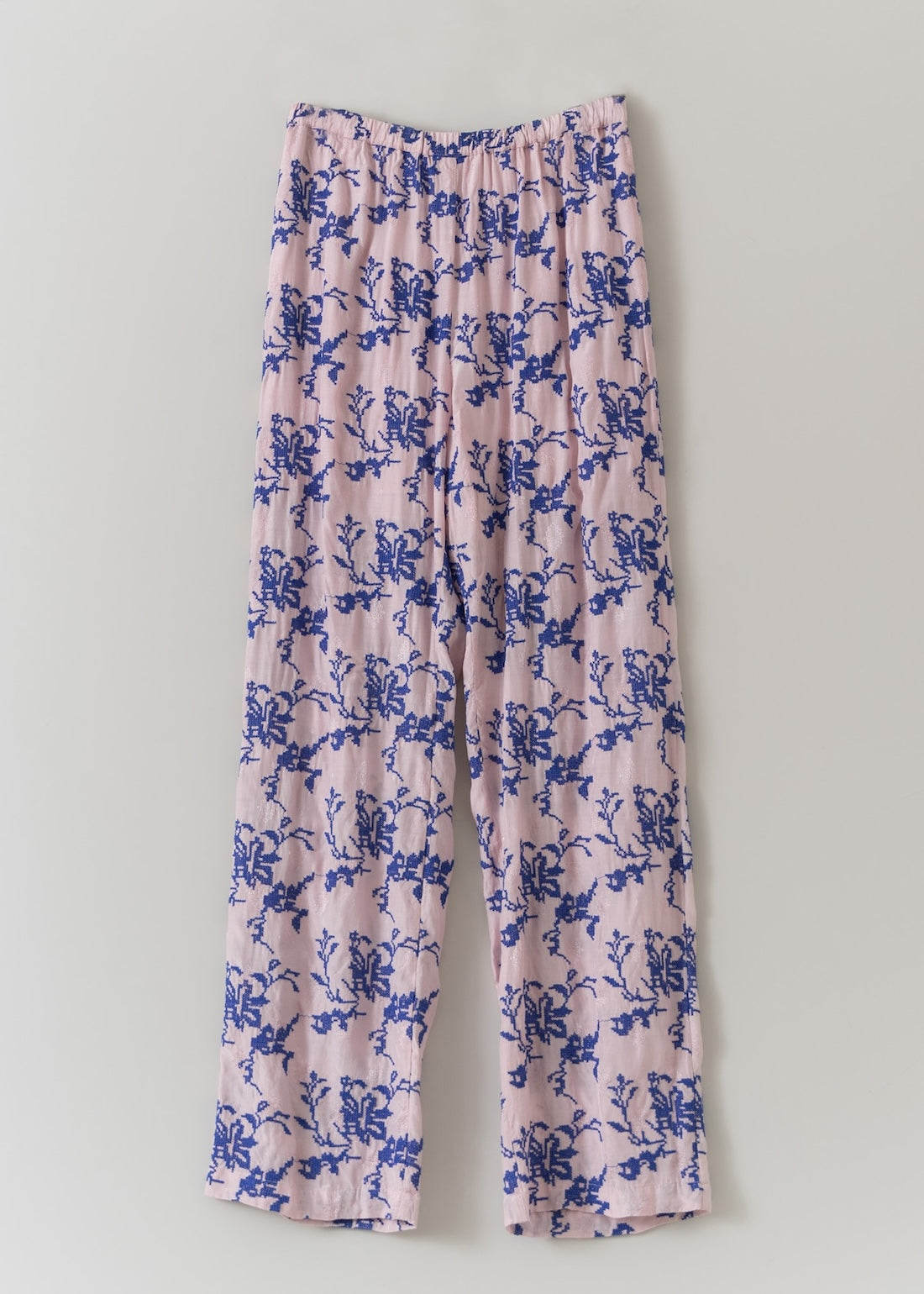 【2月上旬お届け予定】Rayon Jacquard Flower All Over Embroidery Pants